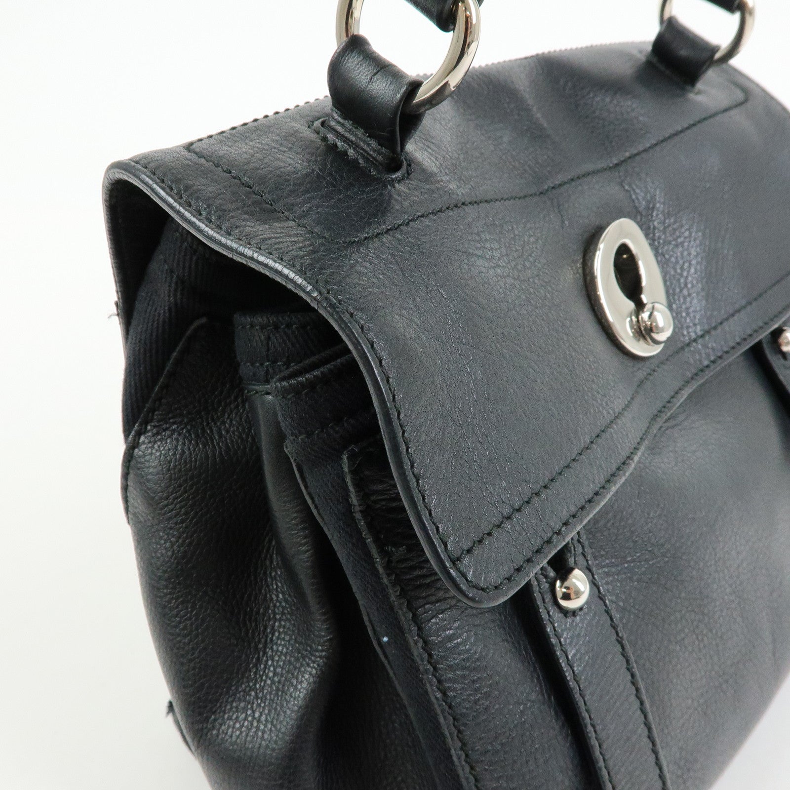 SAINT LAURENT PARIS Muse Two Leather 2Way Hand Bag Black