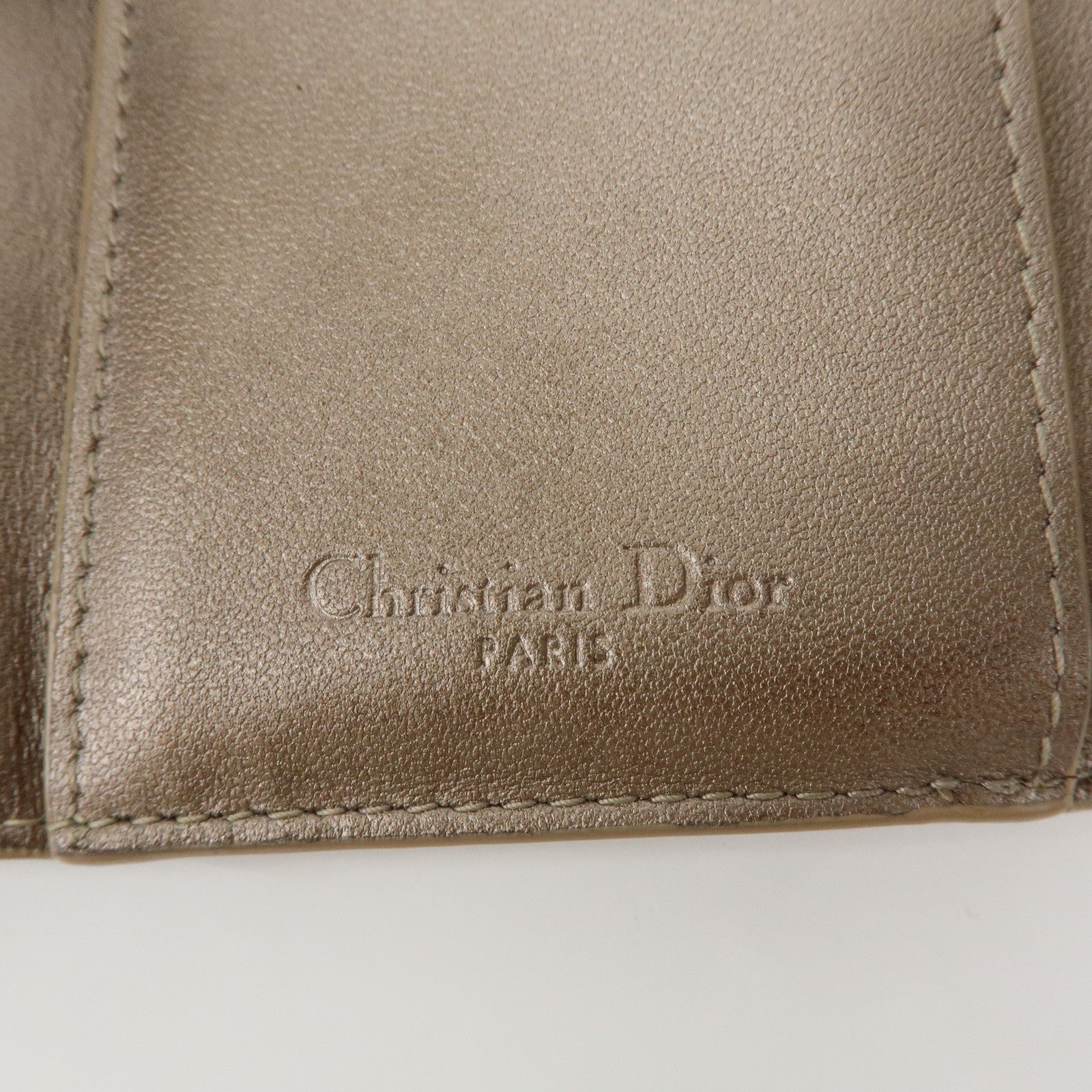 Christian Dior Lady Dior Cannage Leather Lotus Compact Wallet Beige
