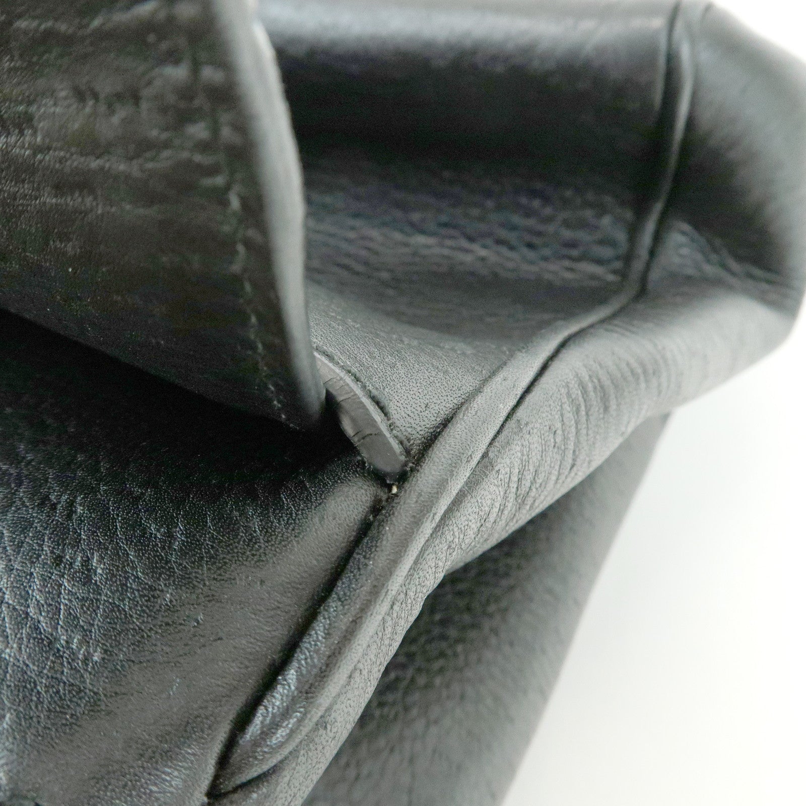 Ferragamo Gancini Leather Hand Bag Shoulder Bag Black