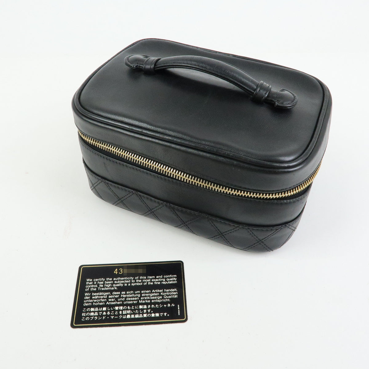 CHANEL Bicolore COCO Mark Calf Leather Vanity Bag Black A01618