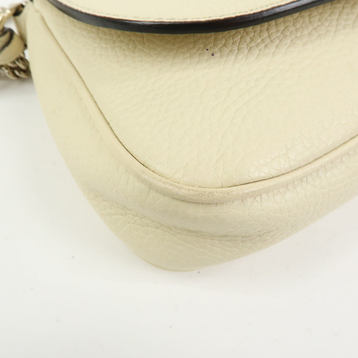 GUCCI SOHO Interlocking G Leather Chain Shoulder Bag White 536224