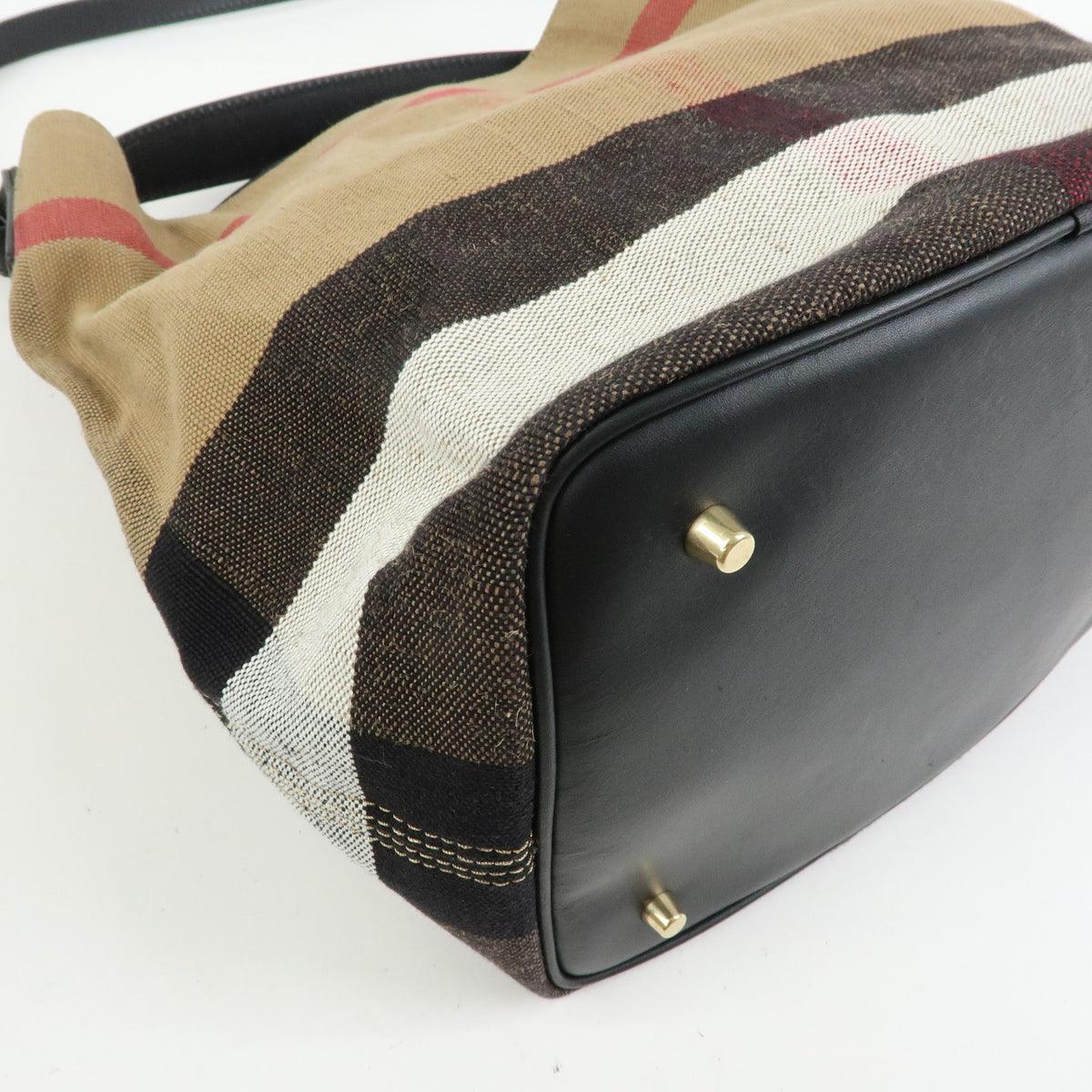 BURBERRY Nova Plaid Ashby Canvas Leather 2Way Bag Shoulder Bag Black