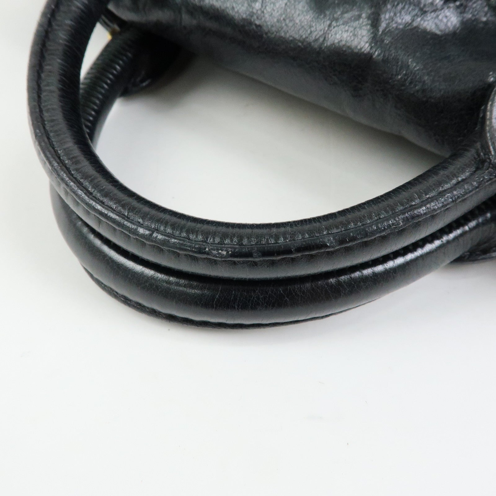 MIU MIU Leather Side Ribbon Large 2Way Hand Shoulder Bag Black  RT0365