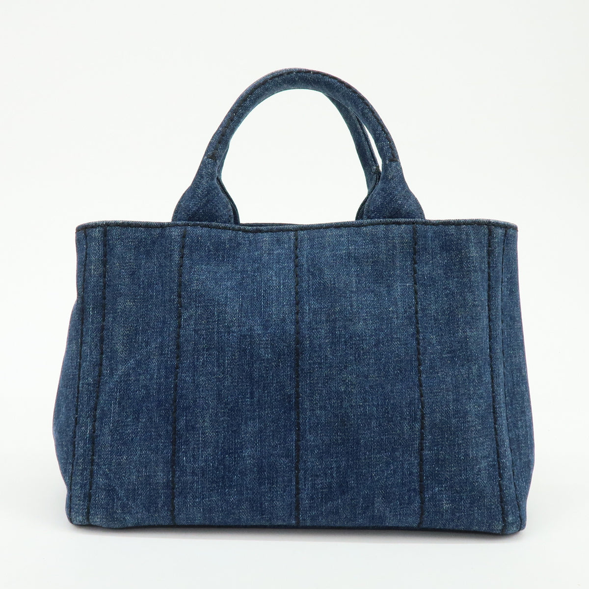 PRADA Canapa Mini Triangle Logo Denim 2Way Bag Hand Bag Blue 1BG439