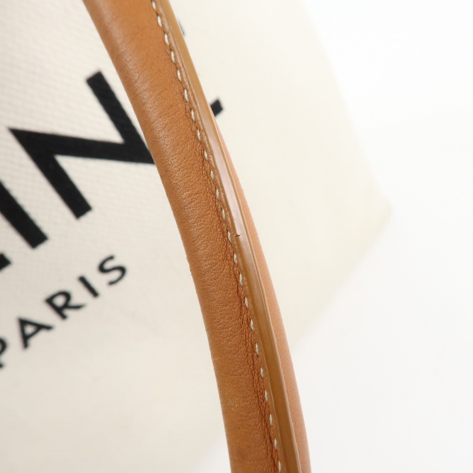 Celine Horizontal Cabas Canvas Leather Tote Bag Natural