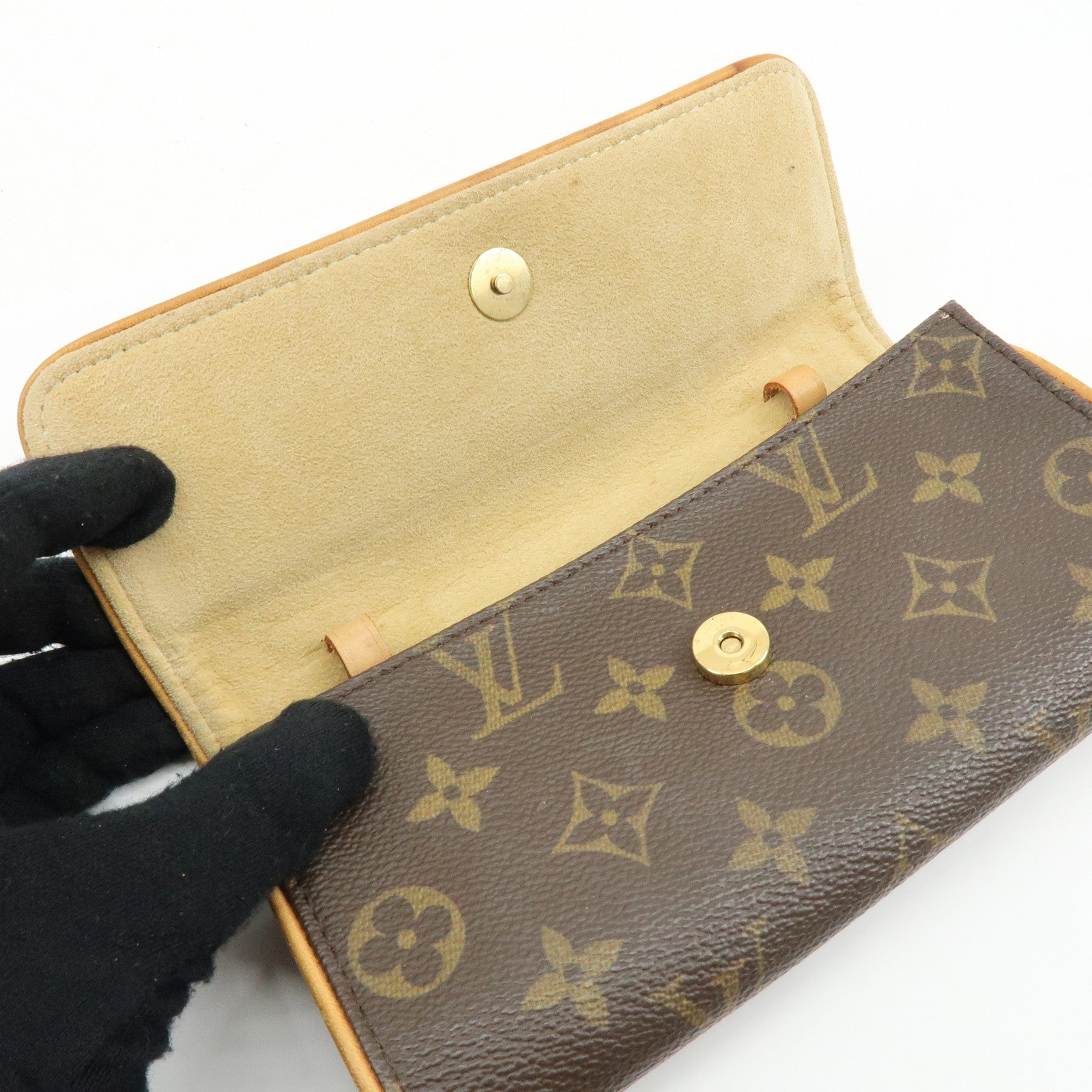 Louis Vuitton Monogram Pochette Twin PM Shoulder Bag Brown M51854