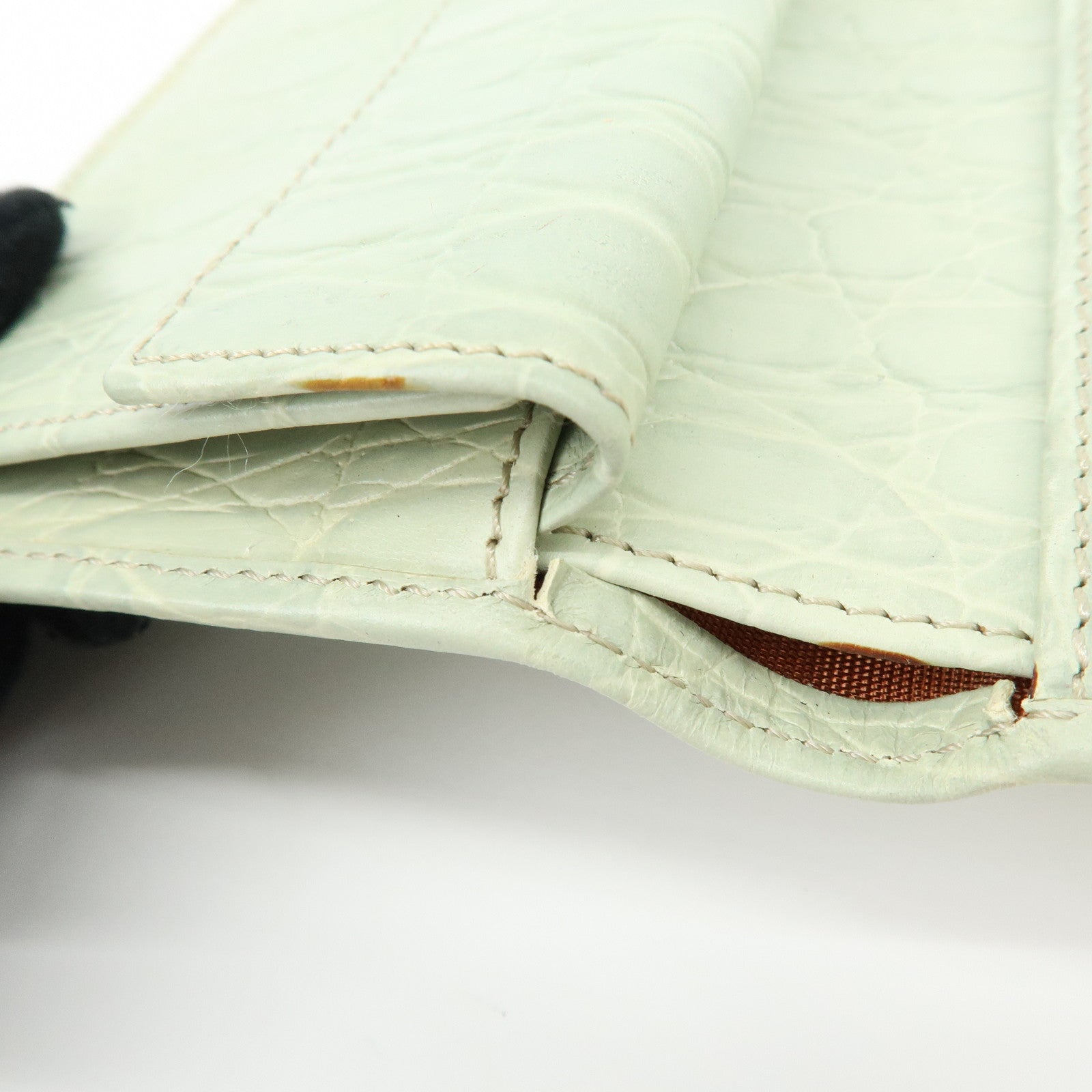 Ferragamo Vara Embossed Leather Compact Wallet Light Green