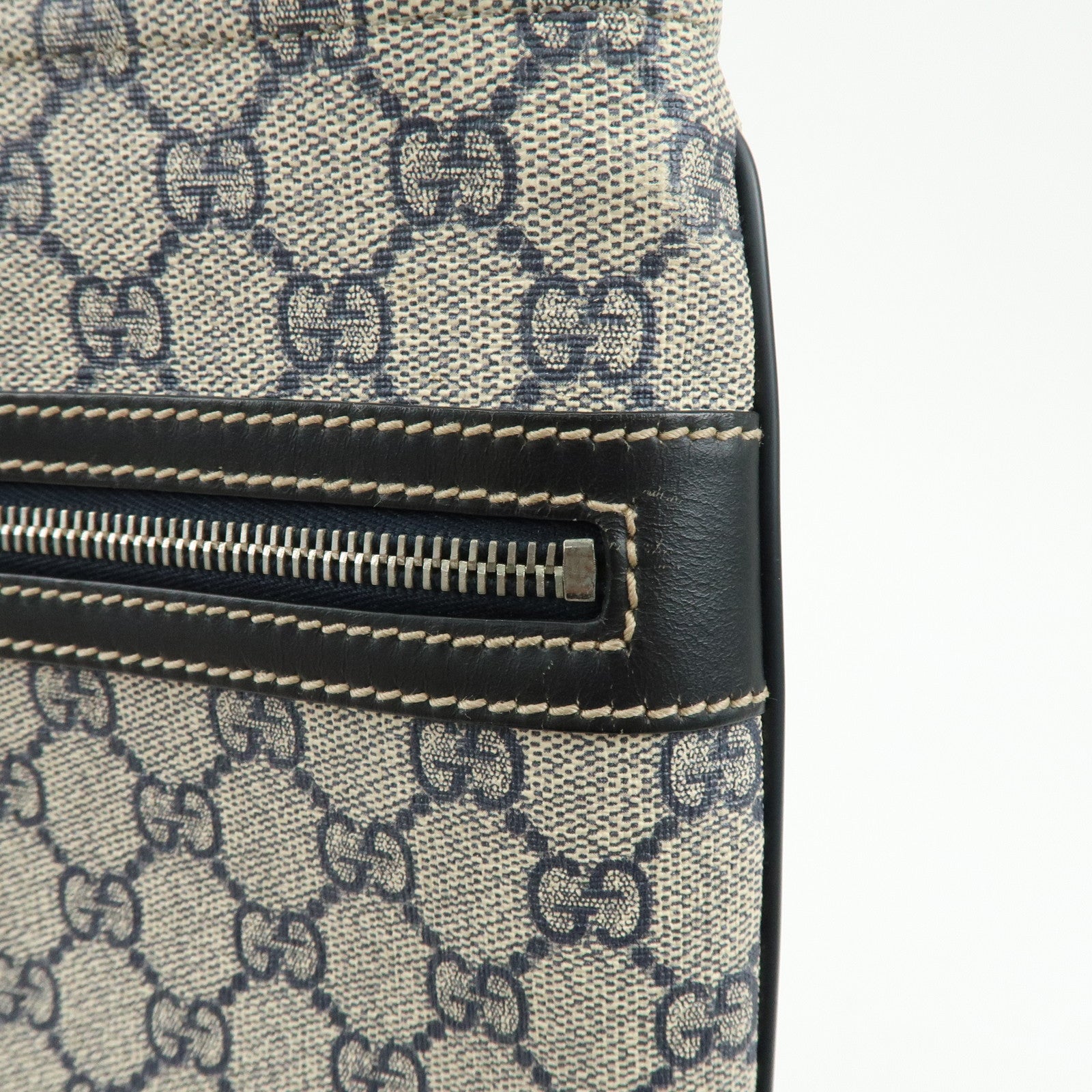 GUCCI GG Supreme Leather Shoulder Crossbody Bag Blue Beige 295257