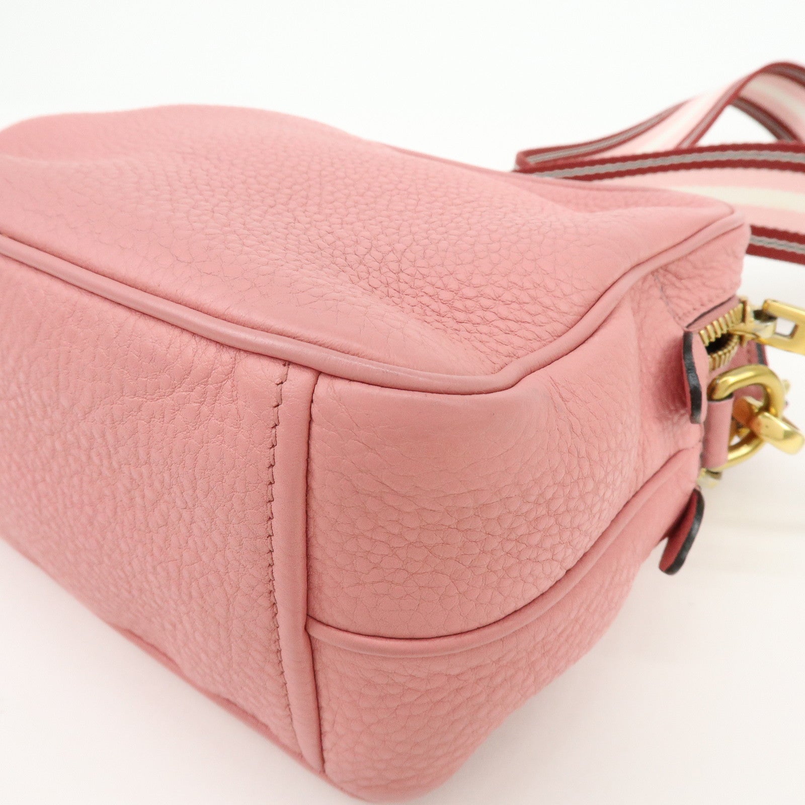 PRADA Logo Leather Shoulder Bag Crossbody Bag Camera Bag Pink