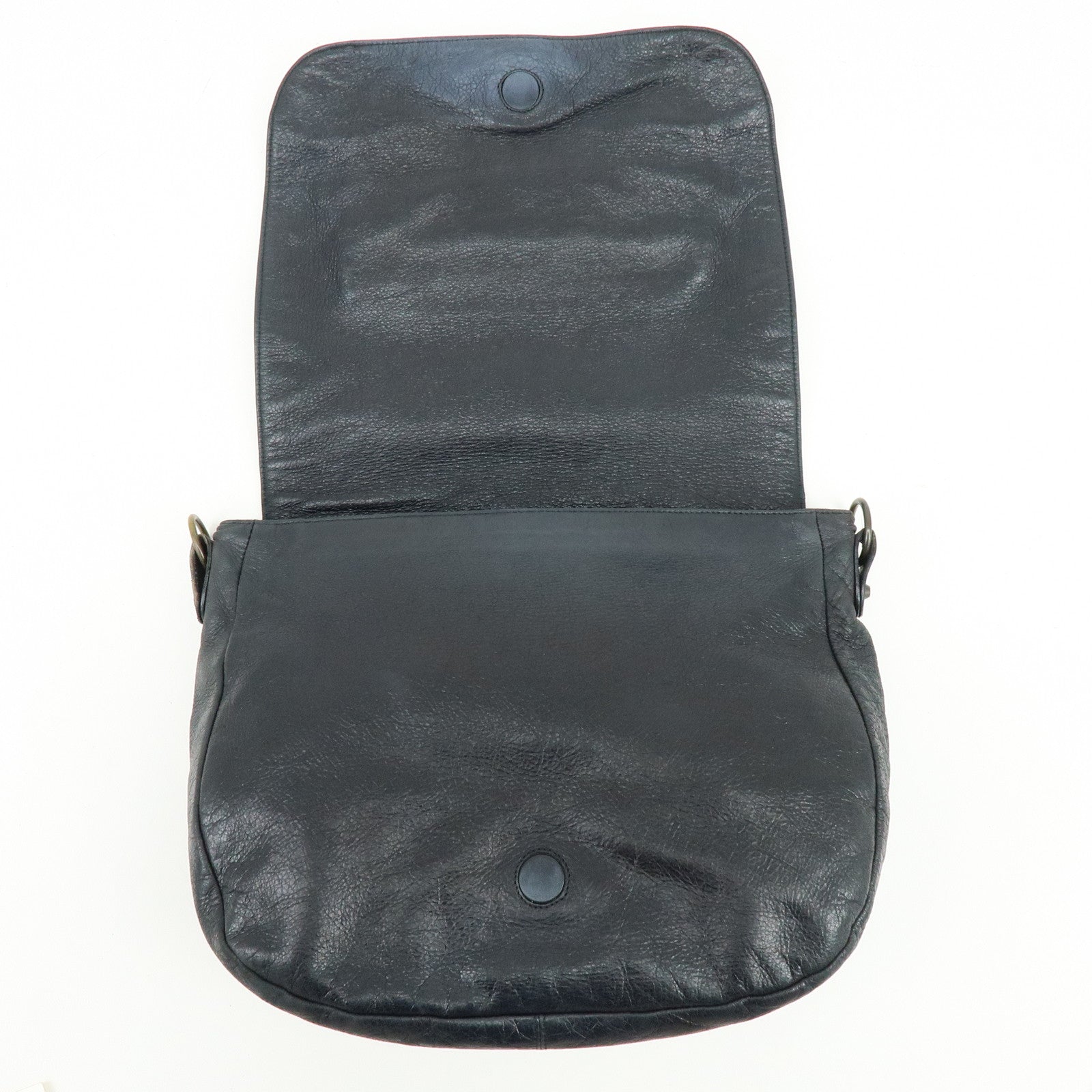 BALENCIAGA THE FOLK Leather Shoulder Bag Black 246432