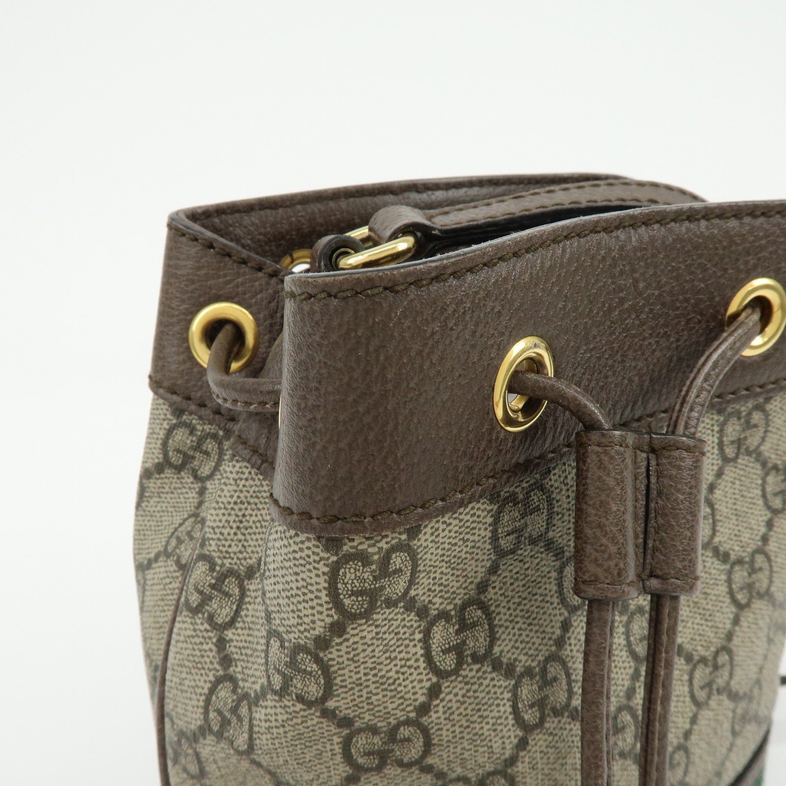 GUCCI Ophidia Sherry GG Supreme Leather Mini Bucket Bag 550620