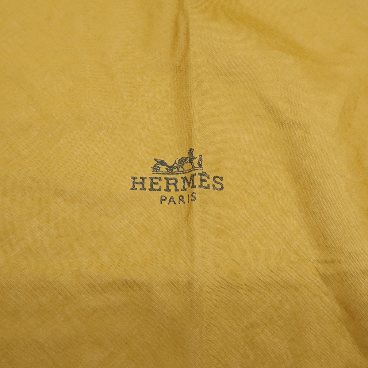 HERMES Cotton 100% Pointu Scarf Mustard Navy White