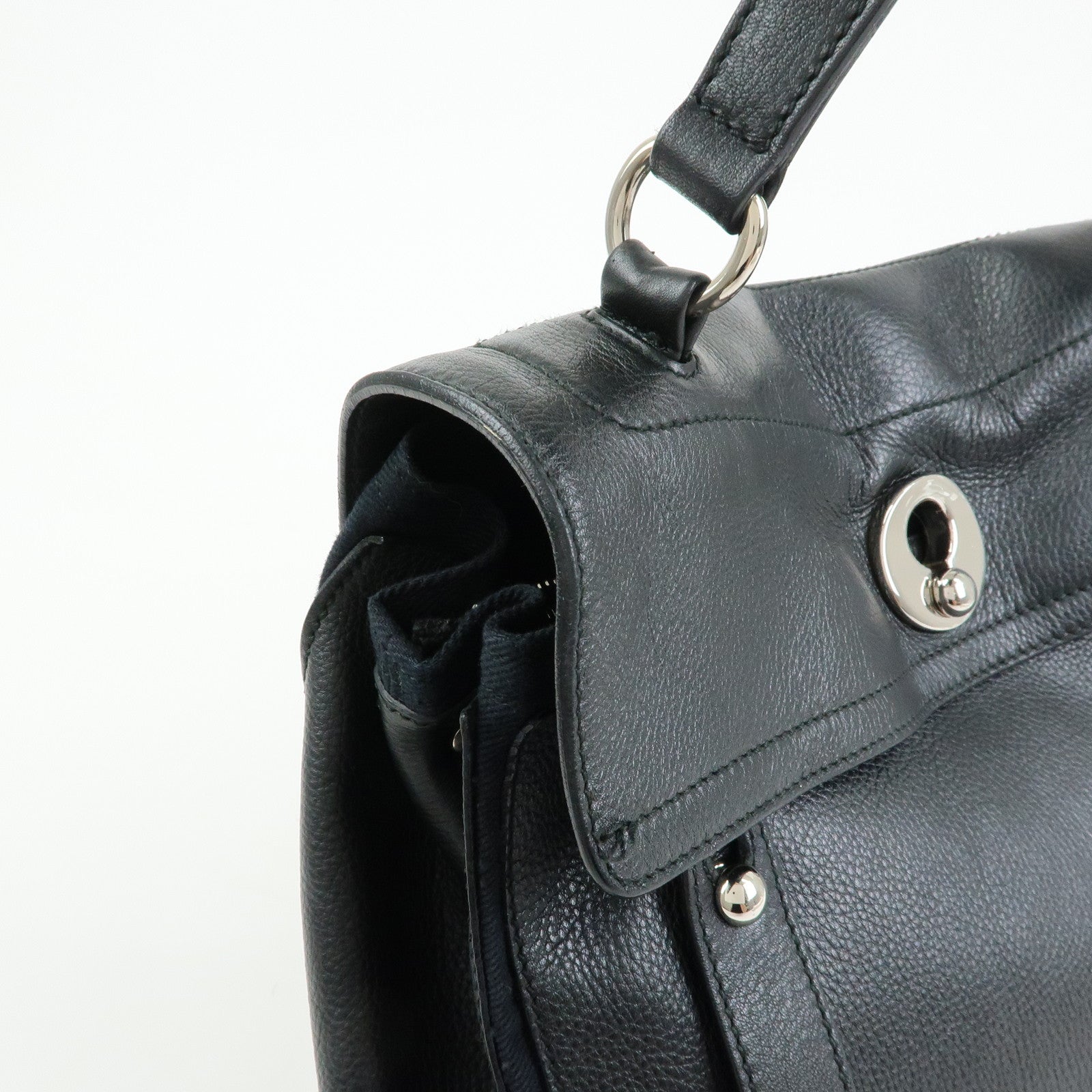 SAINT LAURENT PARIS Muse Two Leather Canvas Hand Shoulder Bag Black