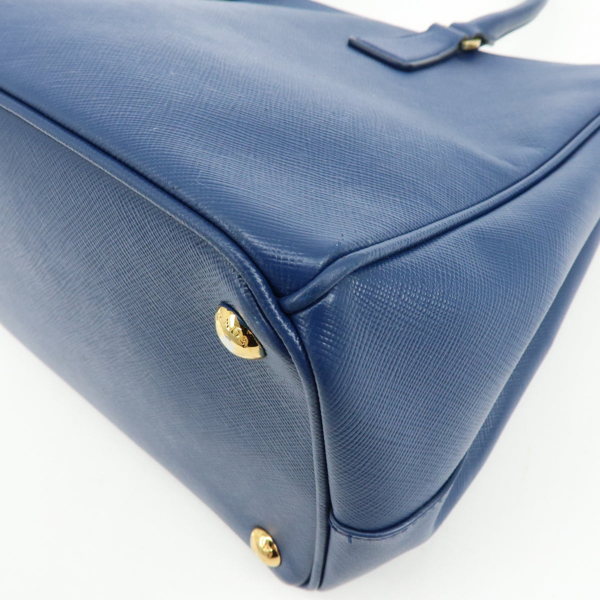 PRADA Galleria Triangle Log Saffiano Leather 2Way Hand Bag Blue BN2274