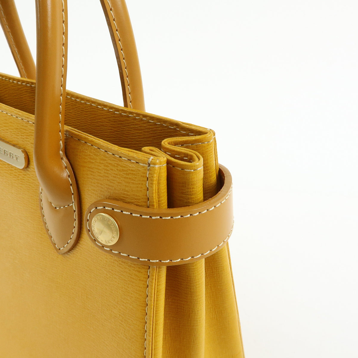 BURBERRY Leather Mini Hand Bag Tote Bag Yellow
