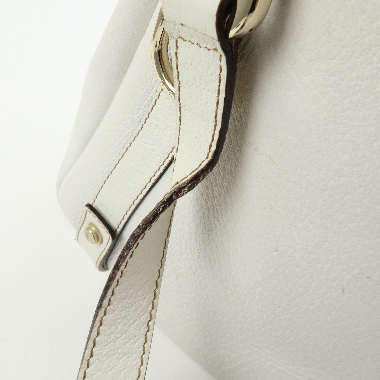 Gucci Abbey Leather Tote Bag Shoulder Bag Hand Bag White 130736