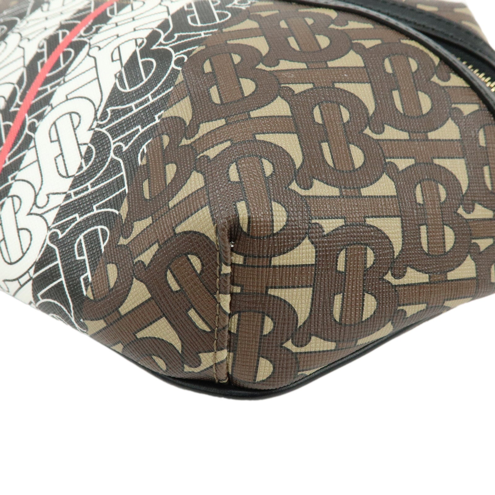 BURBERRY TB Monogram Stripe PVC Leather Waist Bag Body Crossbody Bag