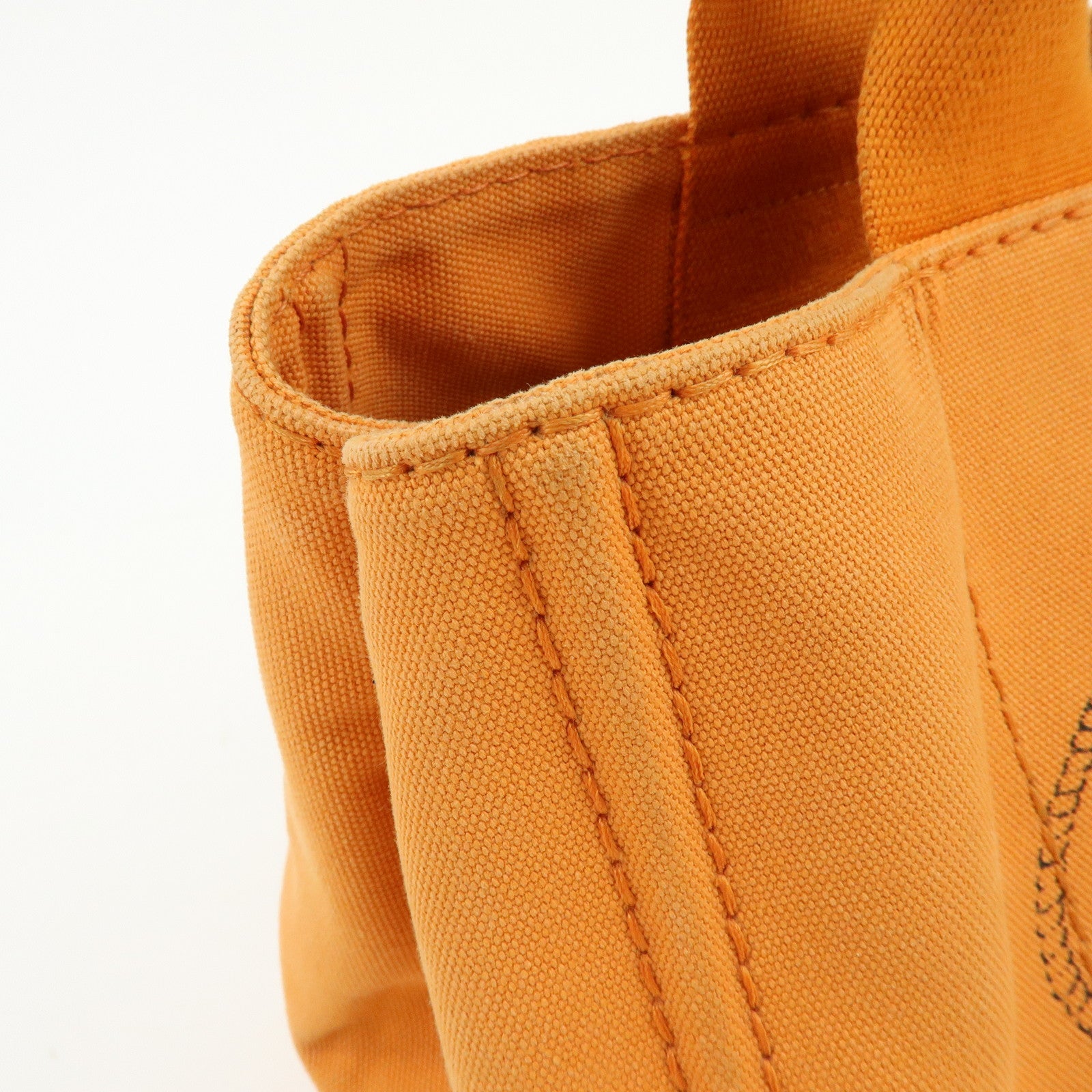 PRADA Canapa Triangle Logo Canvas Tote Bag Hand Bag Orange 1BG642