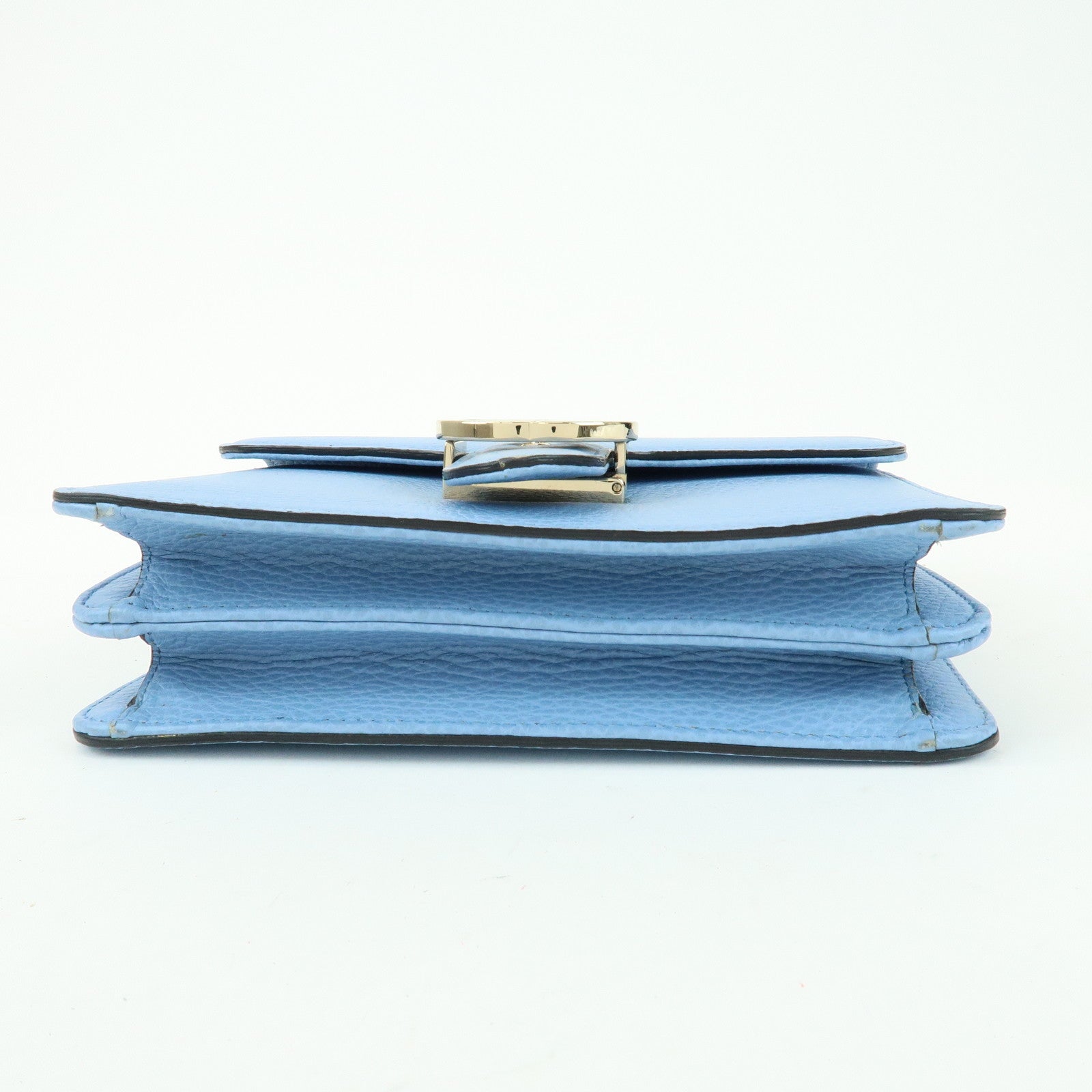 GUCCI Interlocking G Leather Chain Shoulder Bag Light Blue 510304