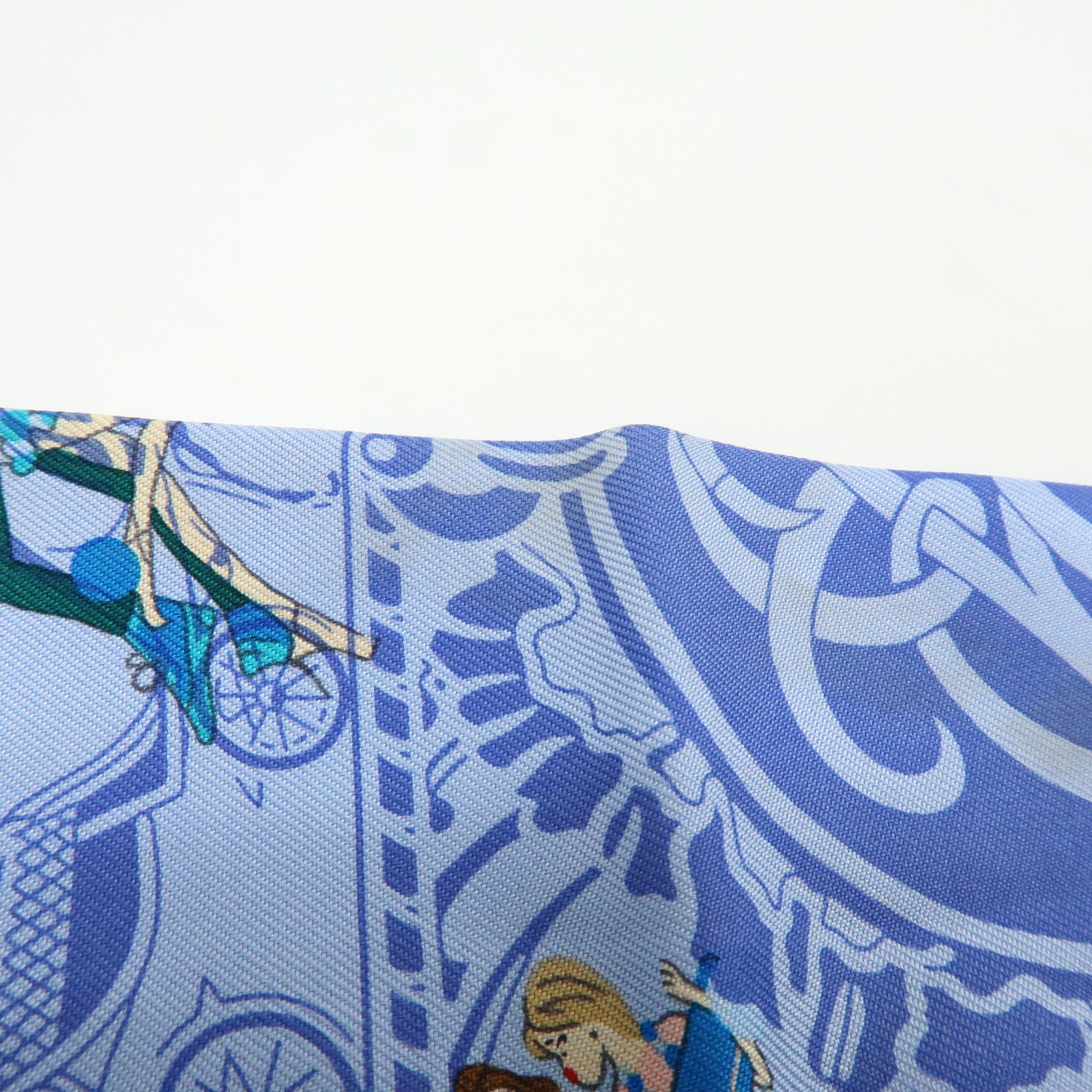 HERMES Twilly Silk 100%  Scarf Ex-Libris Les Parisiennes Light Blue