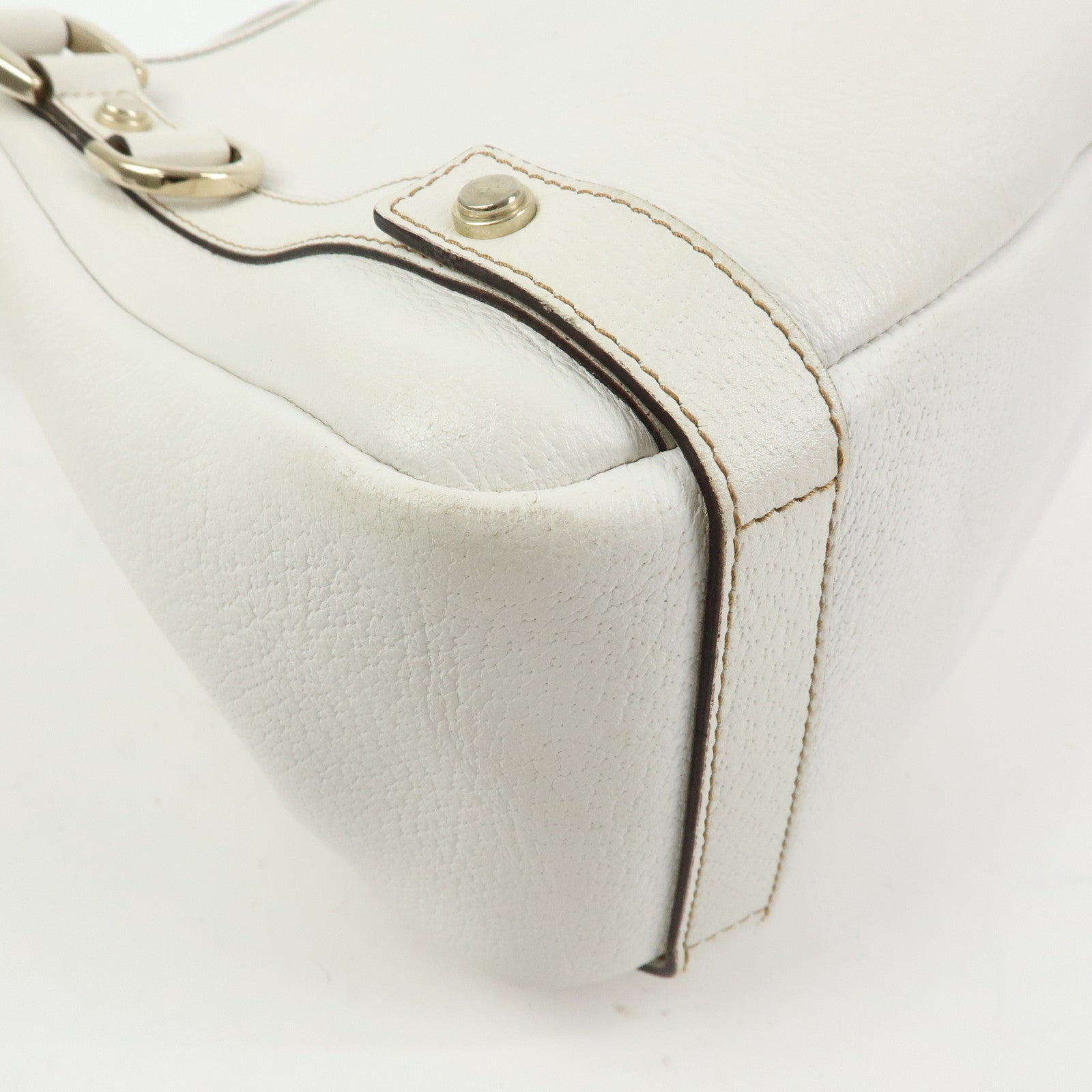 Gucci Abbey Leather Tote Bag Shoulder Bag Hand Bag White 130736