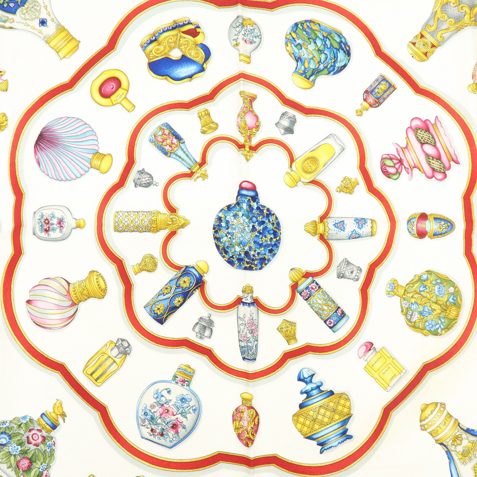 HERMES Carre 90 Silk 100% Scarf Qu'importe le flacon Navy White