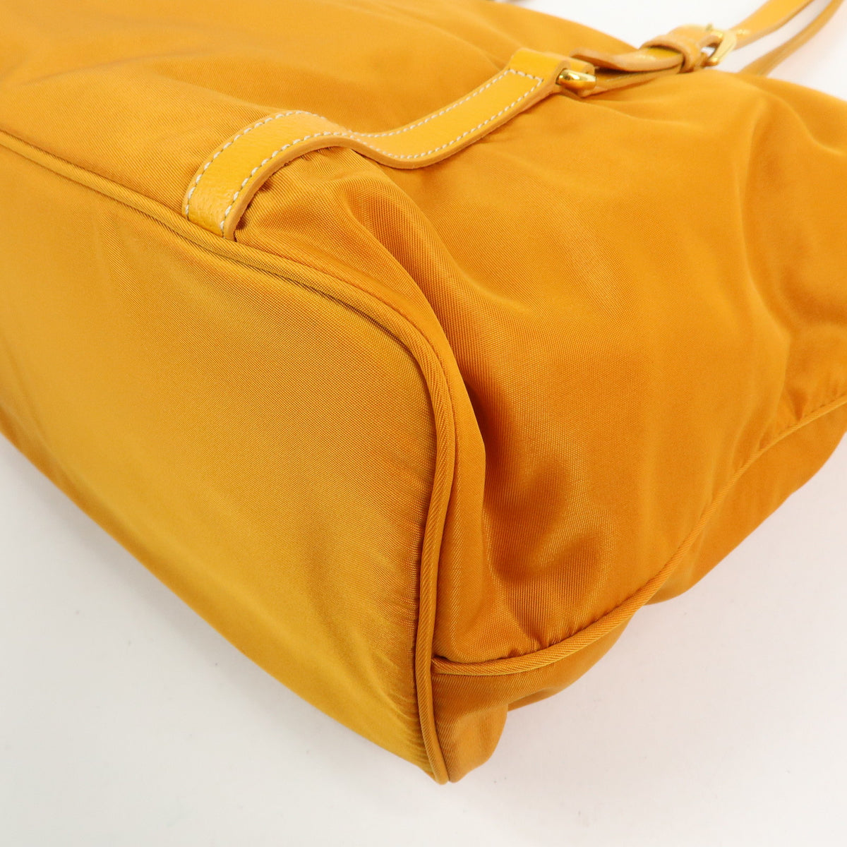 PRADA Triangle Logo Nylon Leather Tote Bag Shoulder Bag Orange BR4253