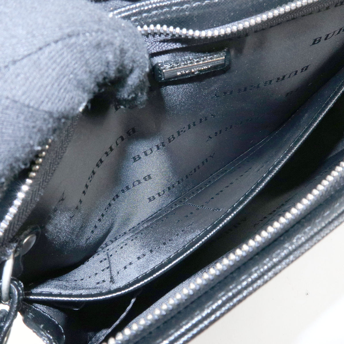 BURBERRY Saffiano Leather Clutch Bag Black