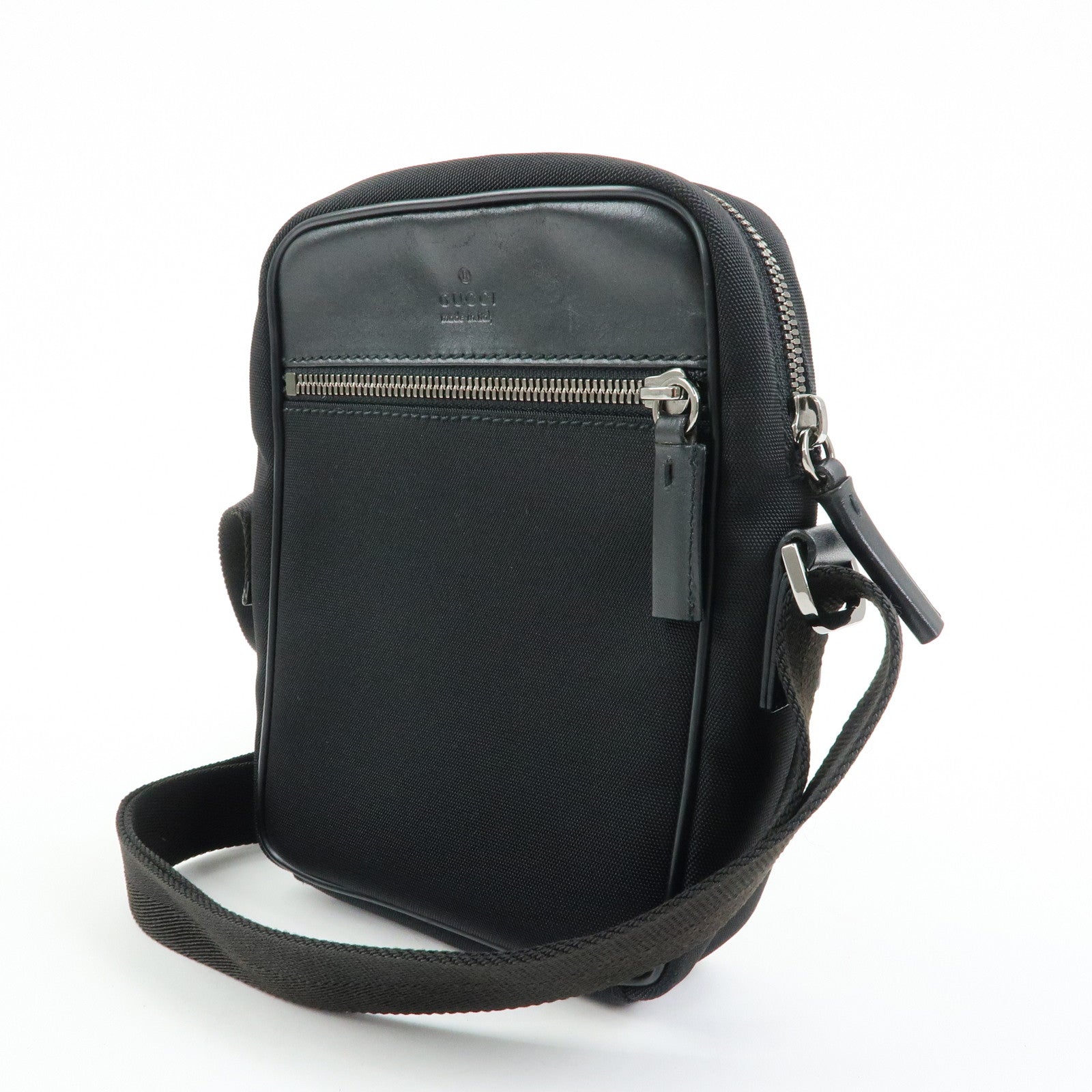 GUCCI Logo Canvas Leather Shoulder Bag Crossbody Bag Black 101680