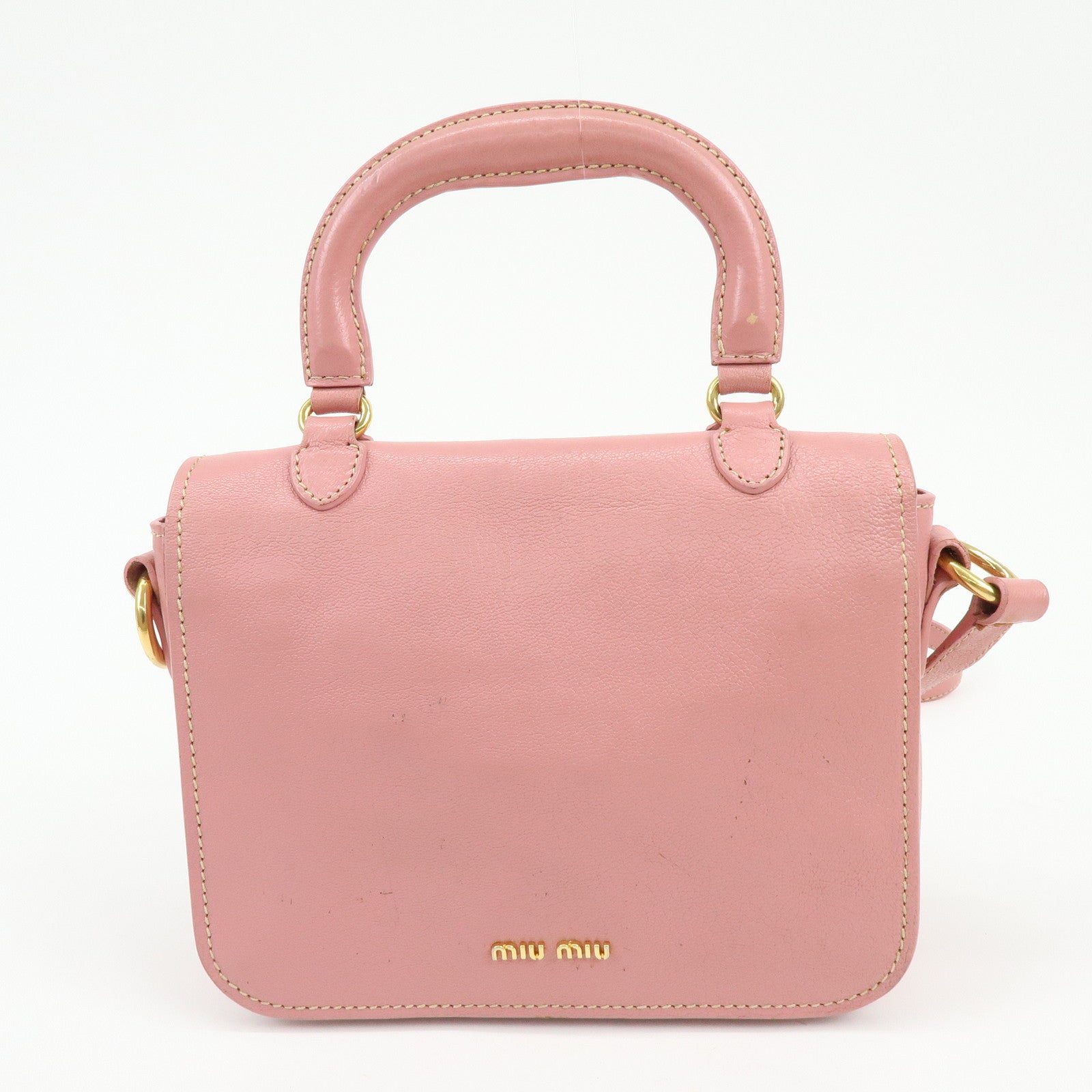 MIU MIU Madras Leather 2Way Bag Hand Bag Shoulder Bag Pink