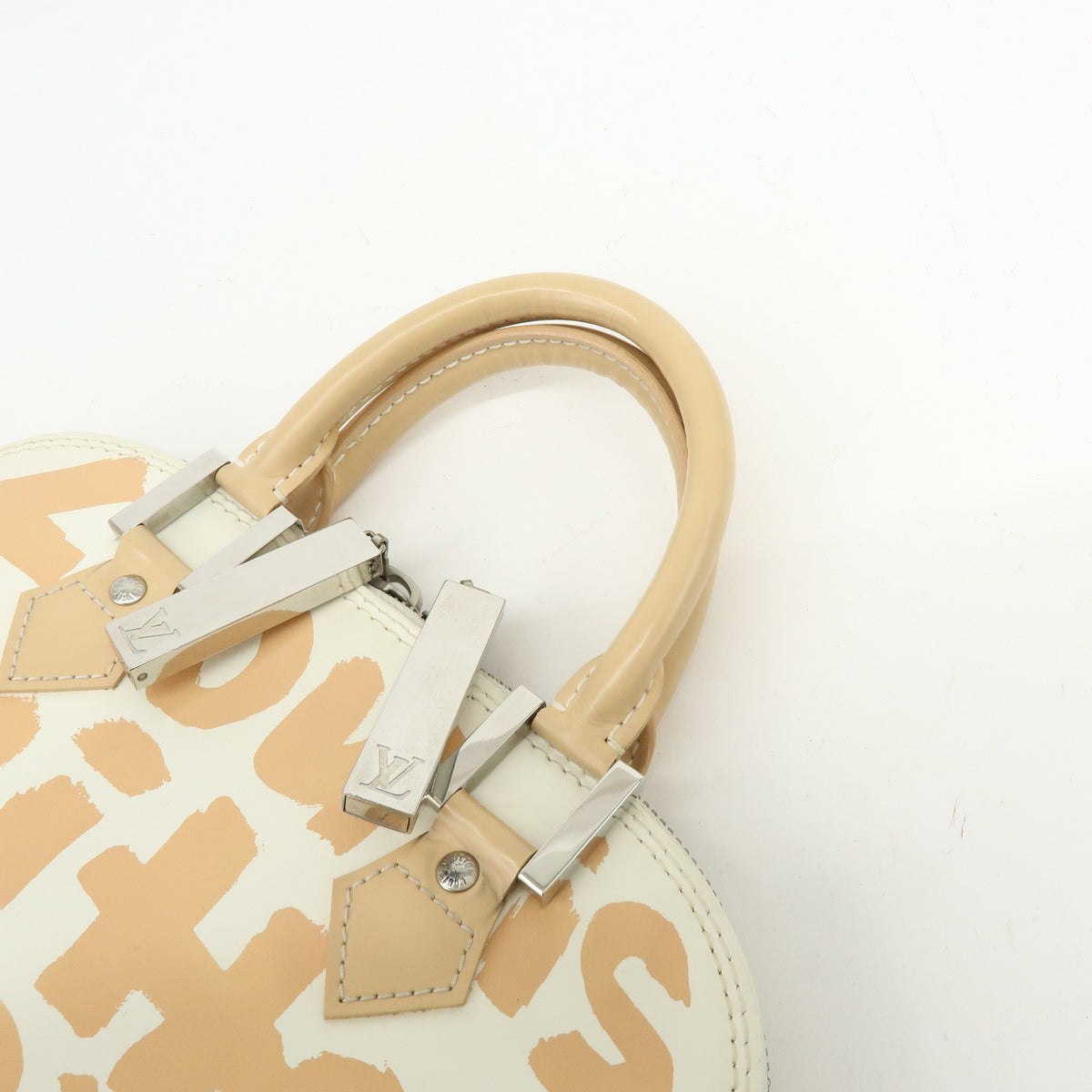 Louis Vuitton Monogram Graffiti Alma MM Leather Hand Bag Beige M92180