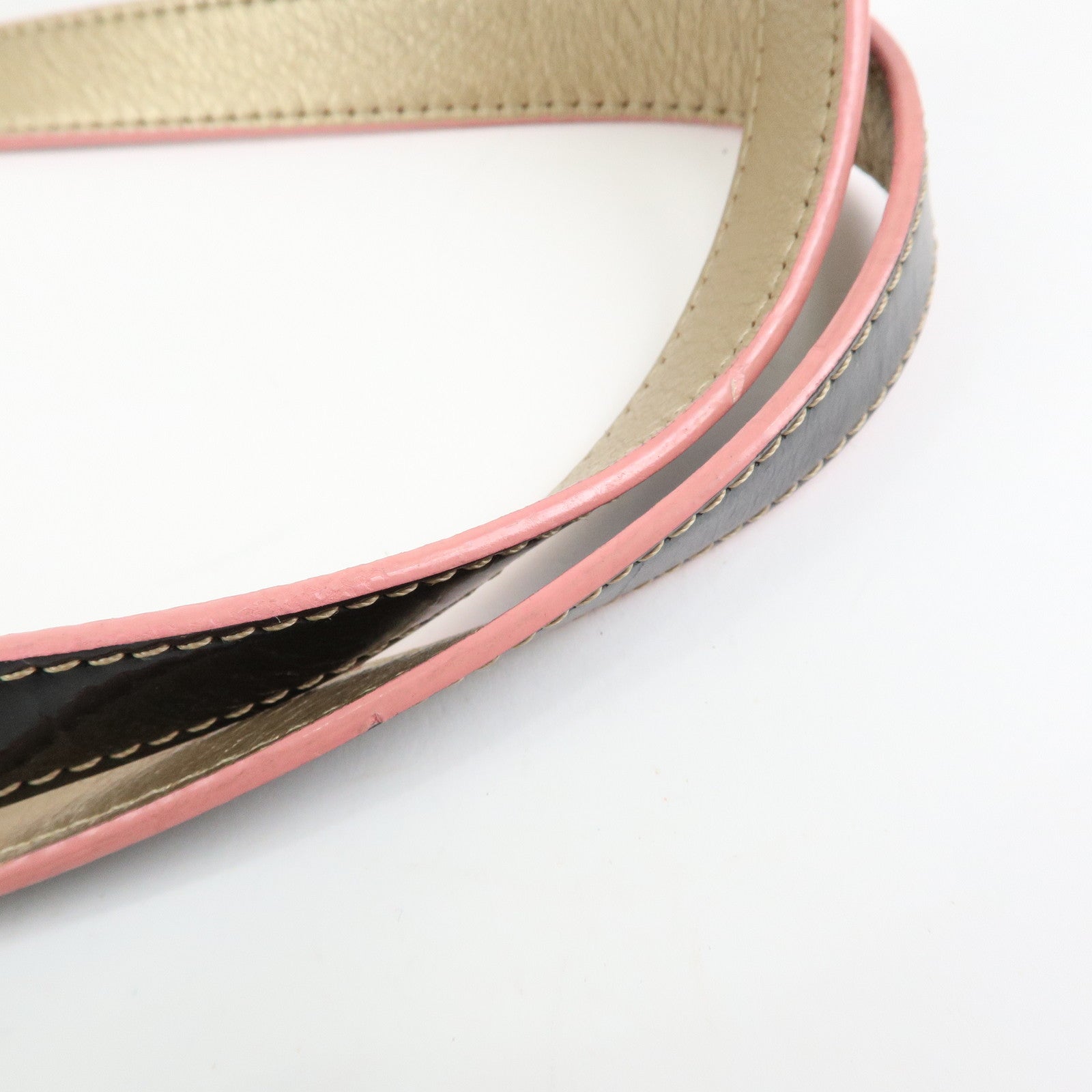 LOEWE Anagram PVC Patent Leather Tote Bag Shoulder Bag Black Pink