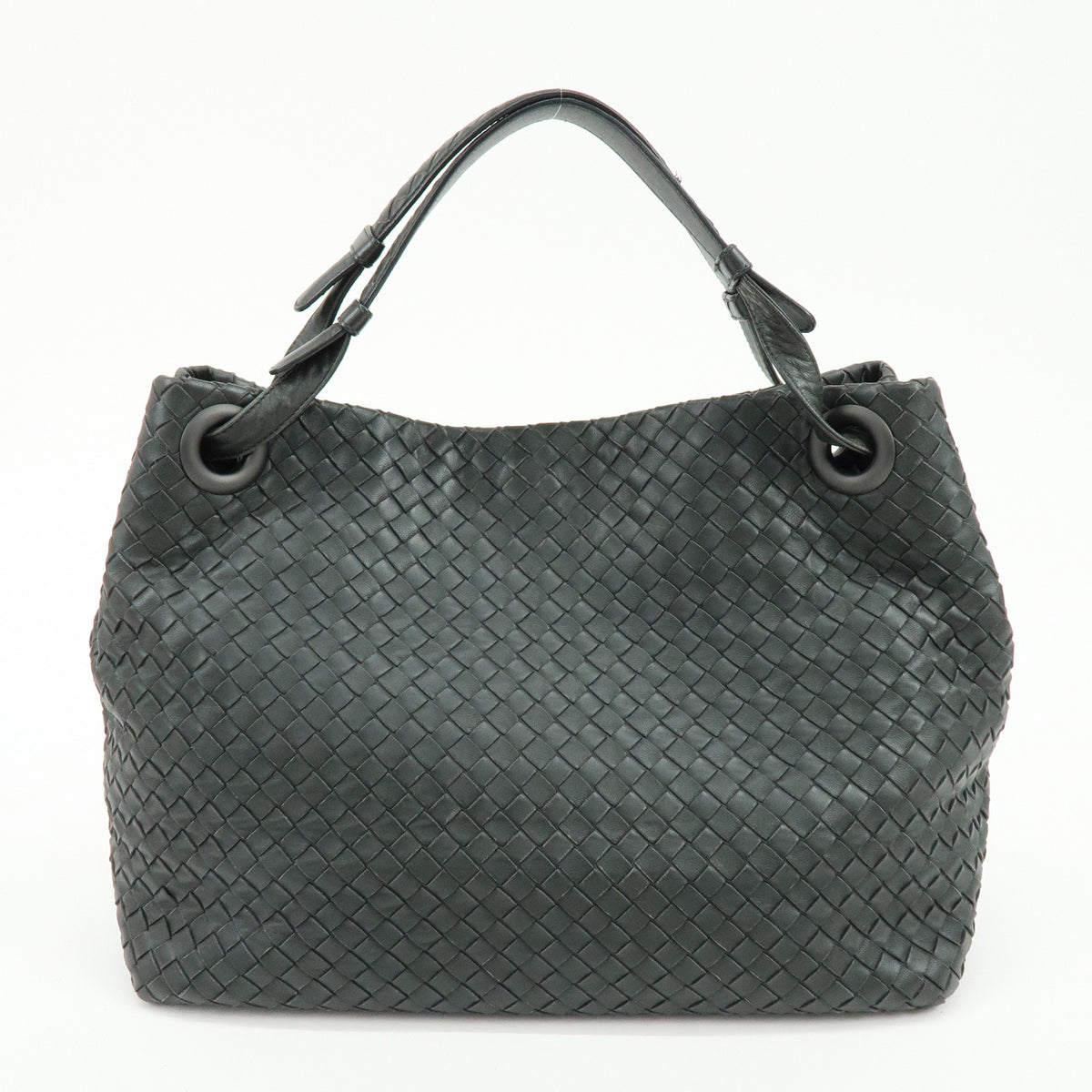 BOTTEGA VENETA Garda Intrecciato Leather Shoulder Bag Hand Bag Black