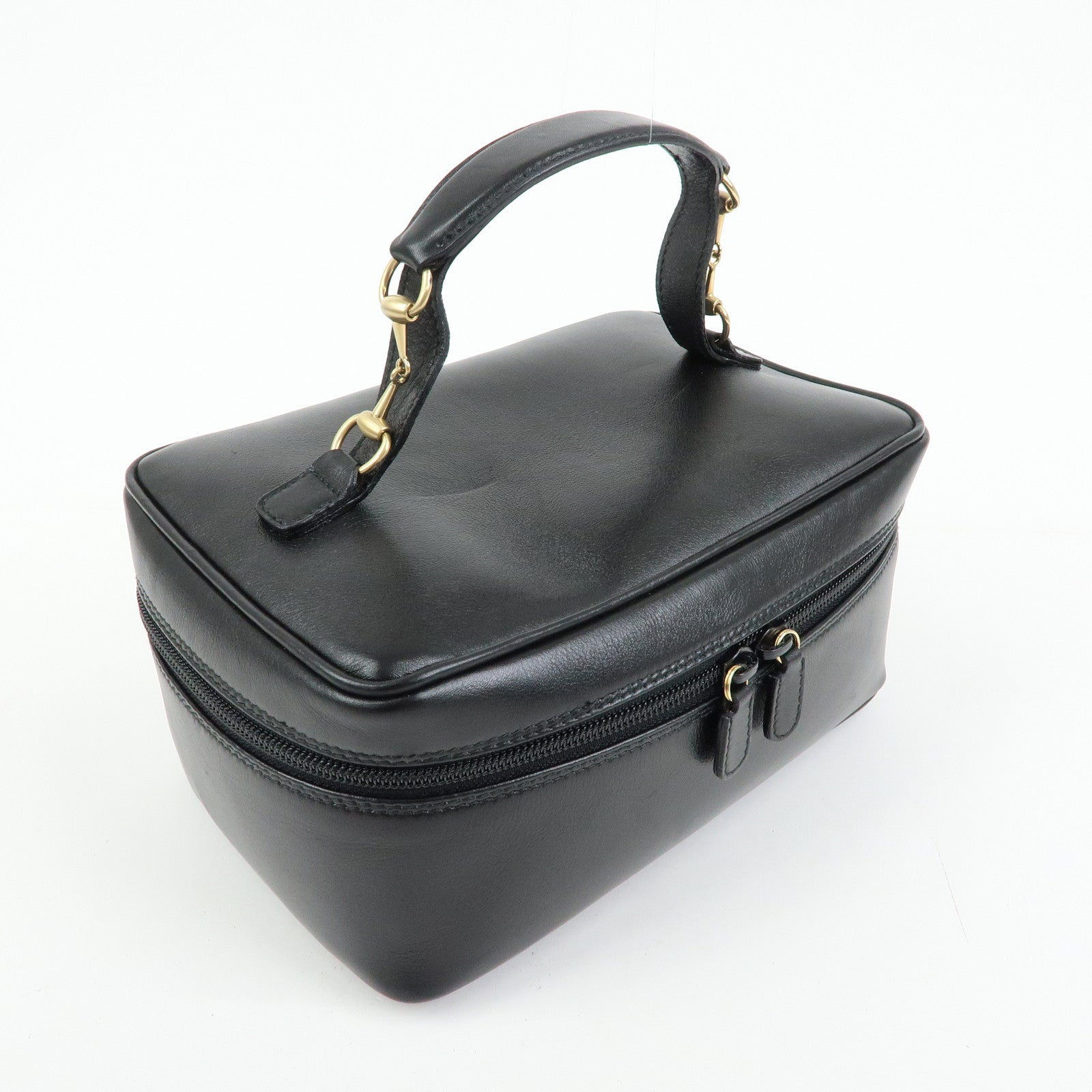 GUCCI Horsebit Leather Vanity Bag Cosmetic Bag Black 03217050140