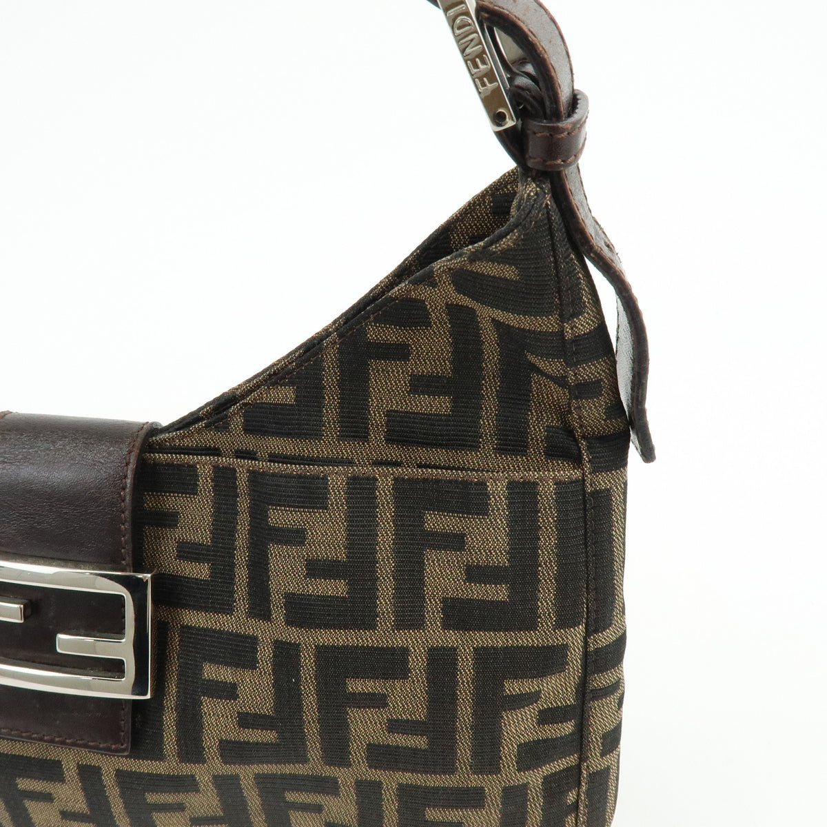 FENDI Zucca Canvas Leather Hand Bag Shoulder Bag Brown 26569