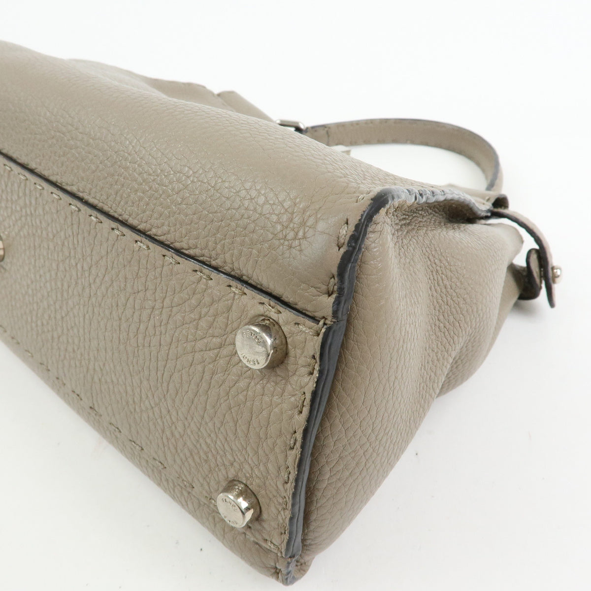 FENDI Peekaboo Medium Leather 2Way Bag Hand Shoulder Bag Greige 8BN290