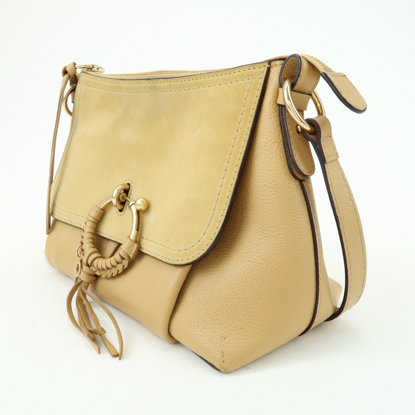 Chloe See by Chloe Joan Leather Suede 2Way Bag Hand Bag Beige