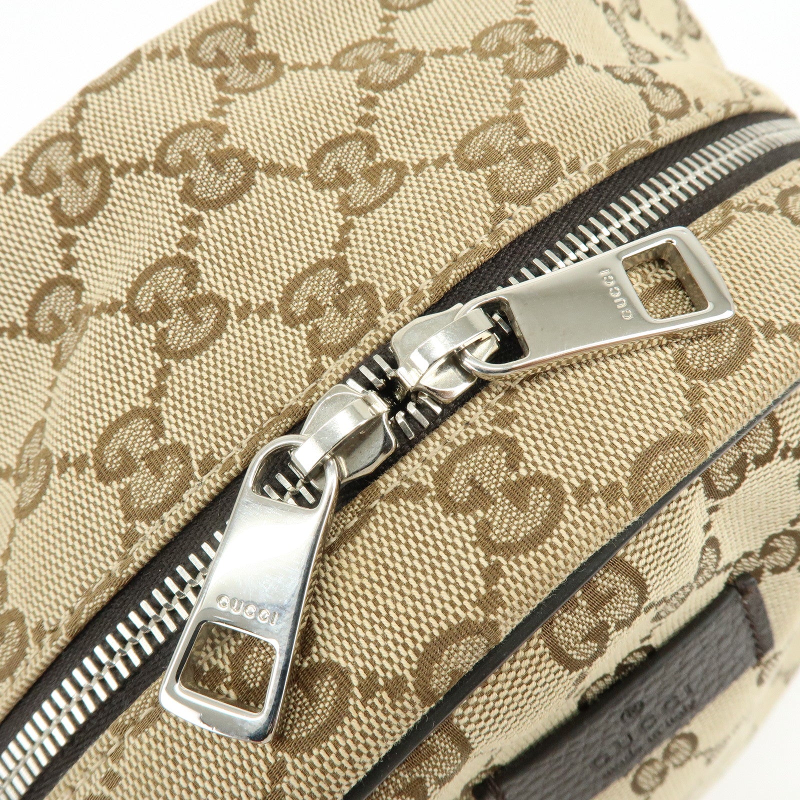 GUCCI GG Canvas Leather Backpack Rucksuck Beige Brown 449906