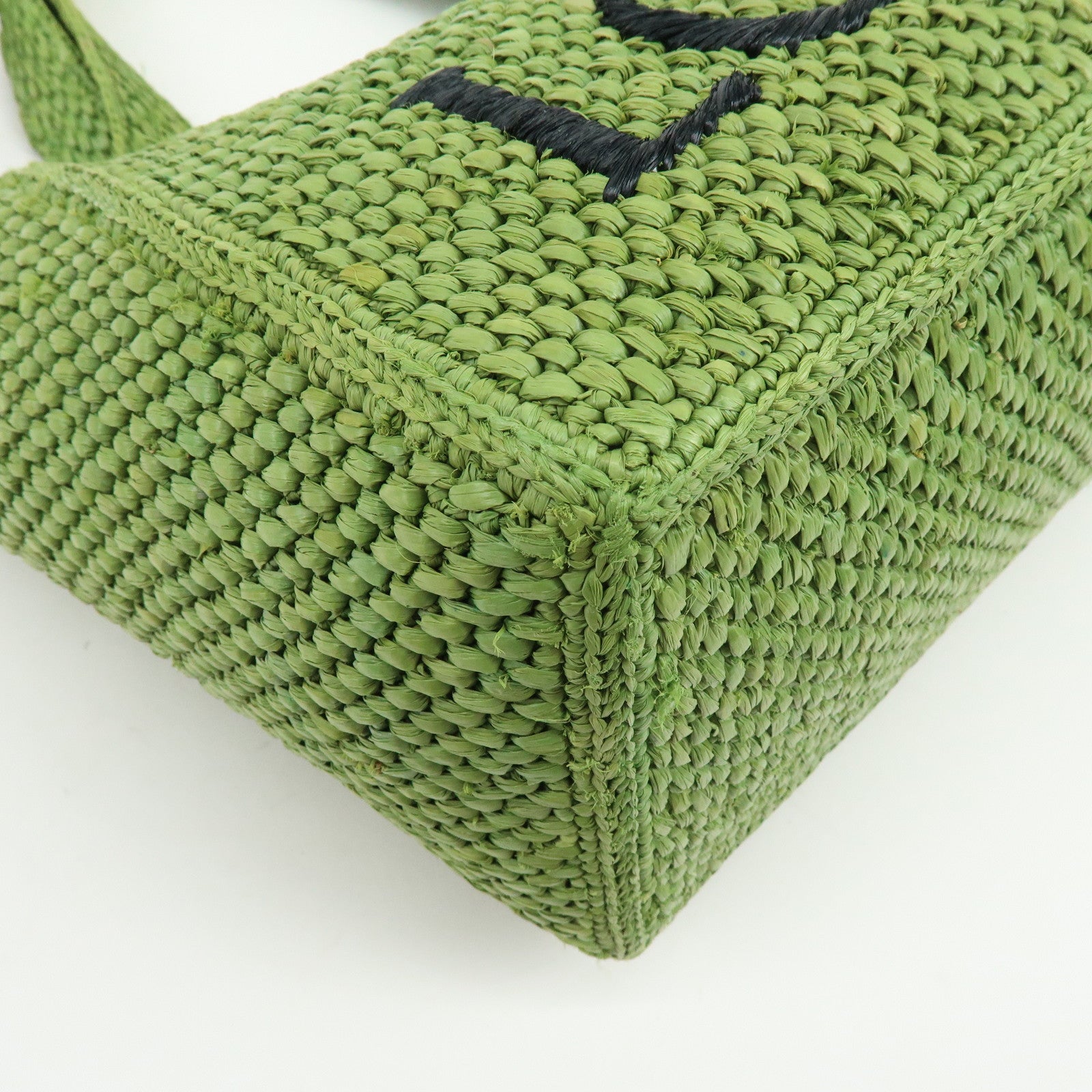 LOEWE Font Tote Raffia Leather 2Way Bag Tote Bag Shoulder Bag Green