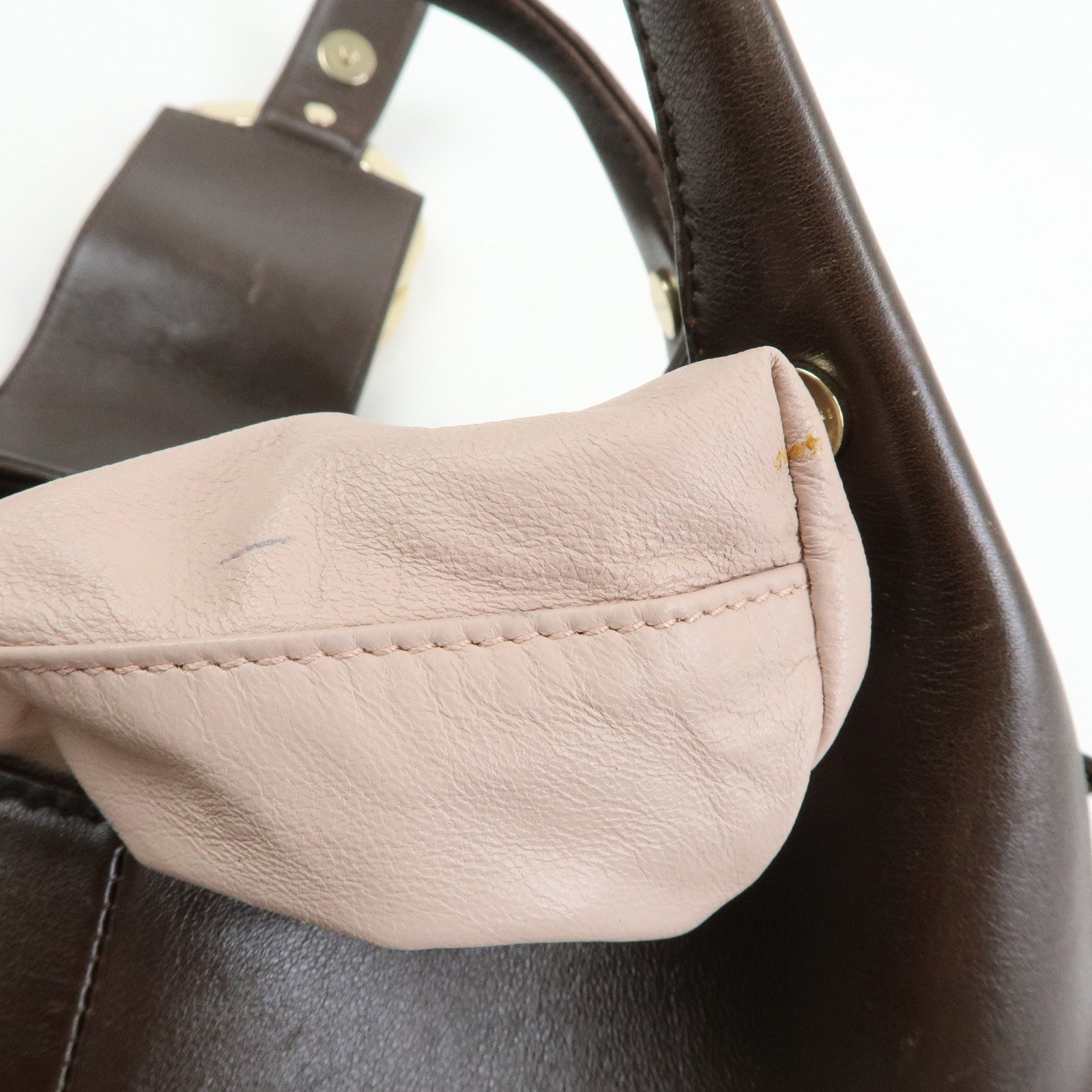BVLGARI Chandra Canvas Leather 2Way Bag Hand Shoulder Bag Ivory Brown