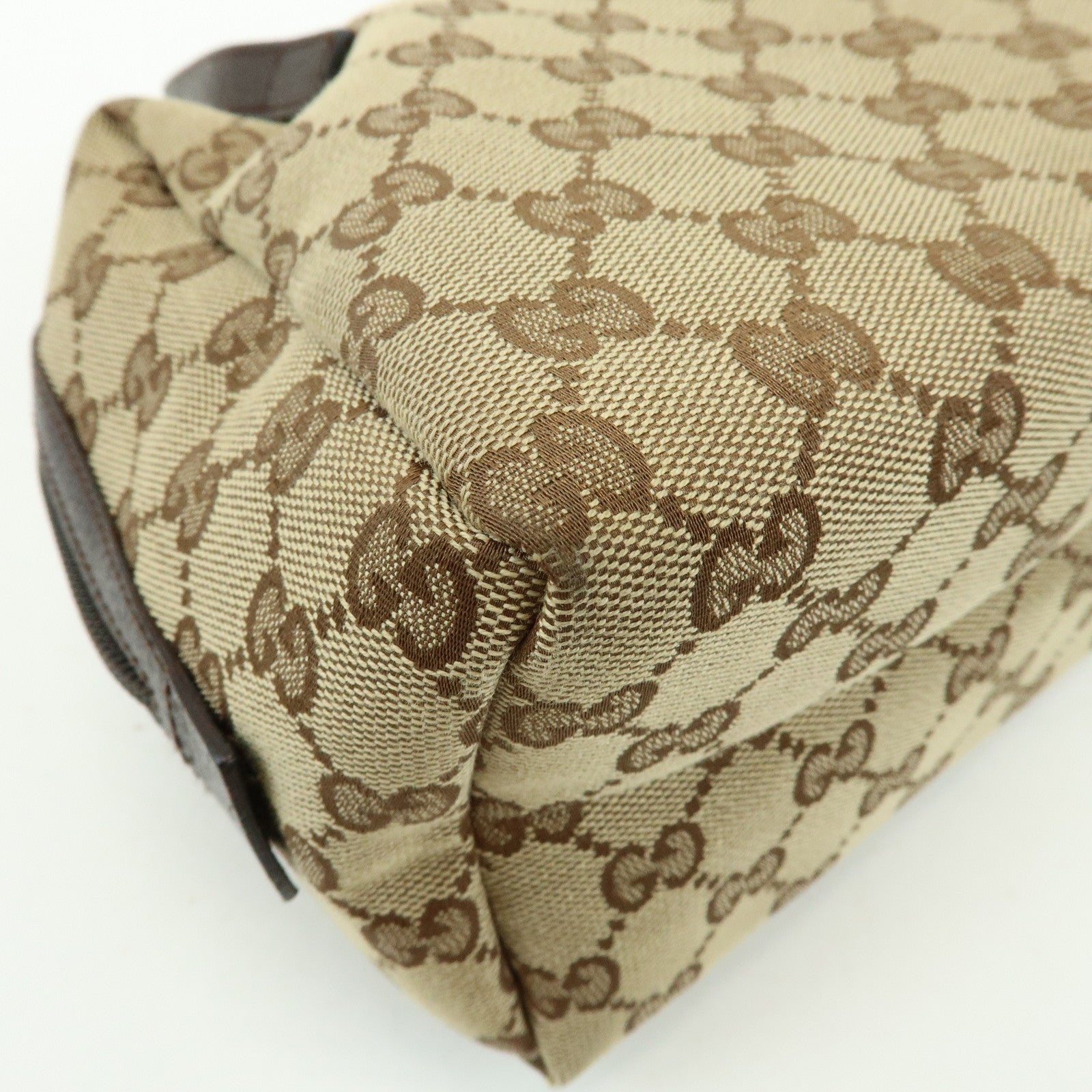 GUCCI GG Canvas Leather Hand Bag Mini Boston Bag Beige Brown 124542