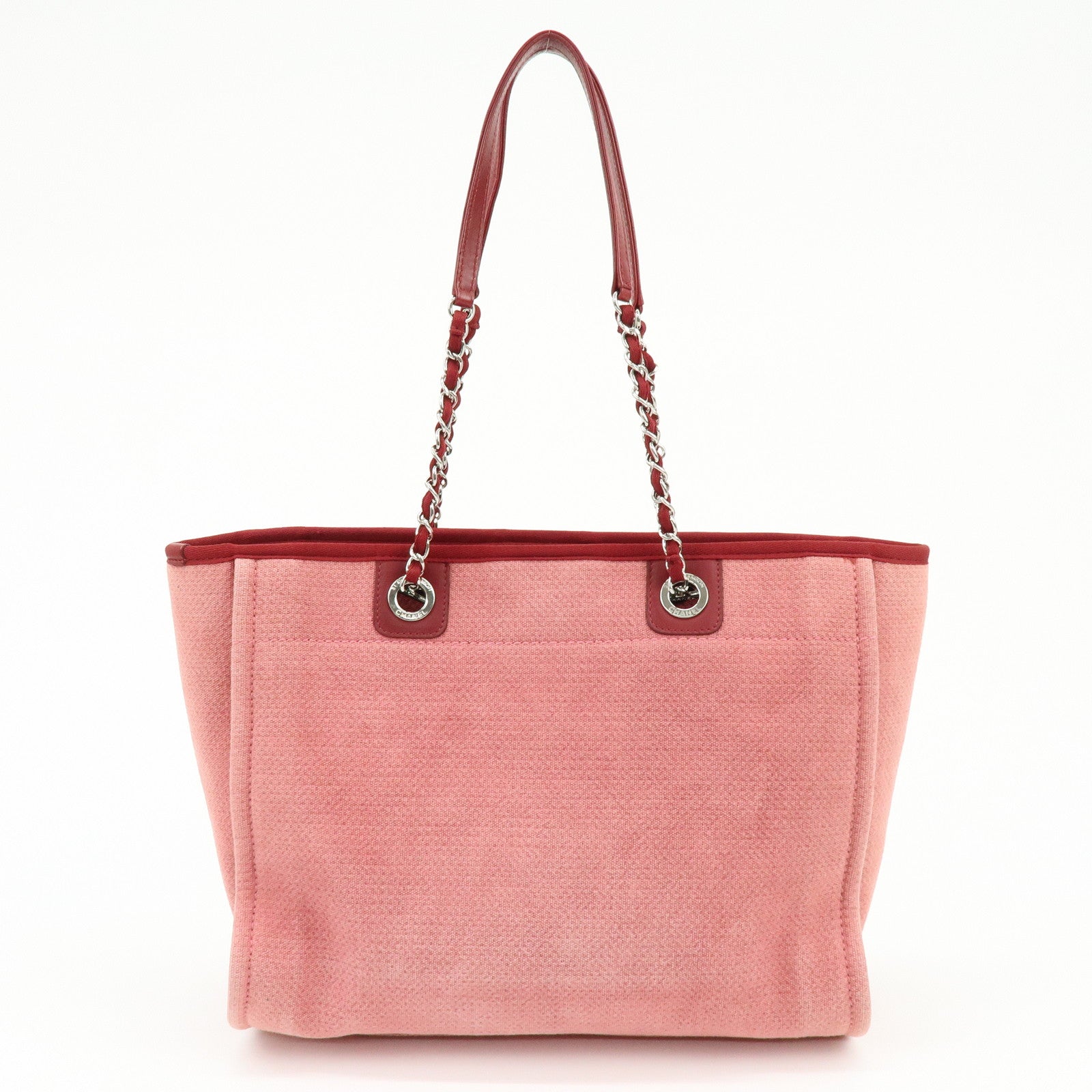 CHANEL Deauville MM Canvas Leather Chain Tote Bag Shoulder Bag A67001