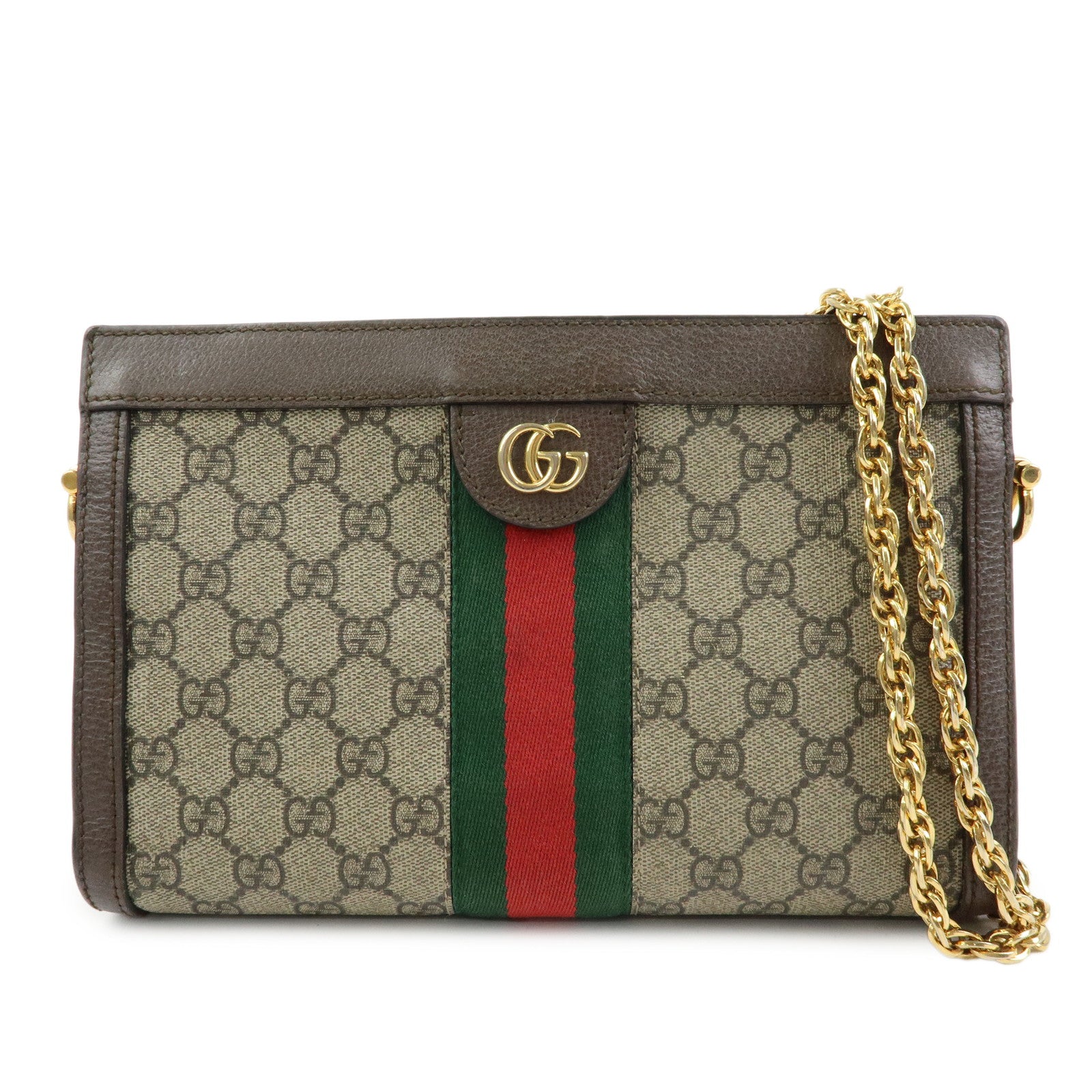 GUCCI Ophidia Sherry GG Supreme Chain Shoulder Bag Beige Brown 503877