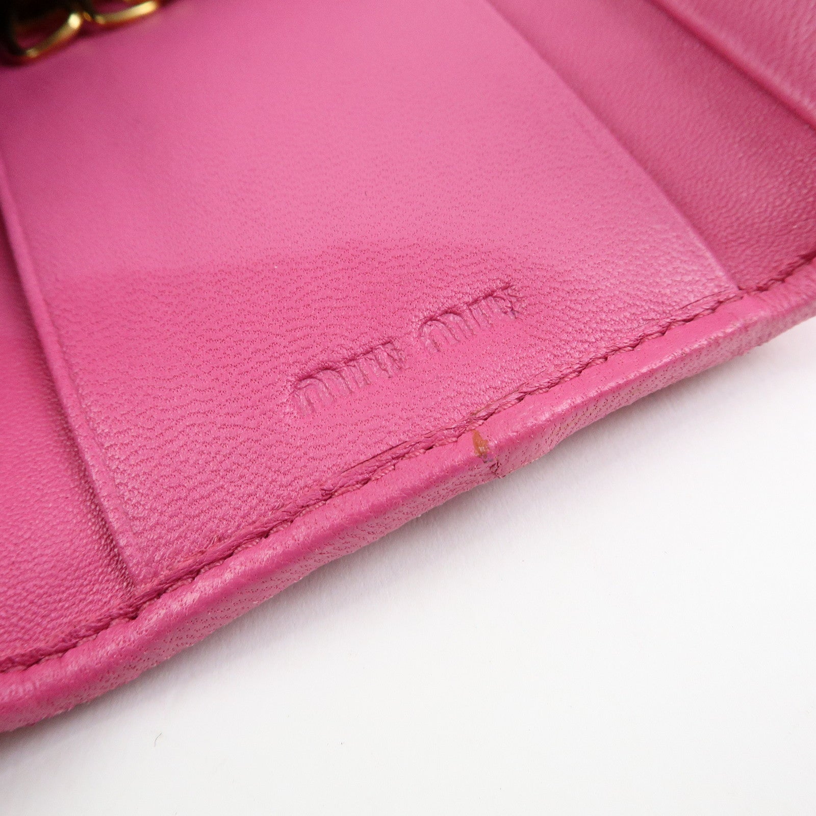 MIU MIU Matelasse Leather 6 Ring Key Case Key Holder Pink