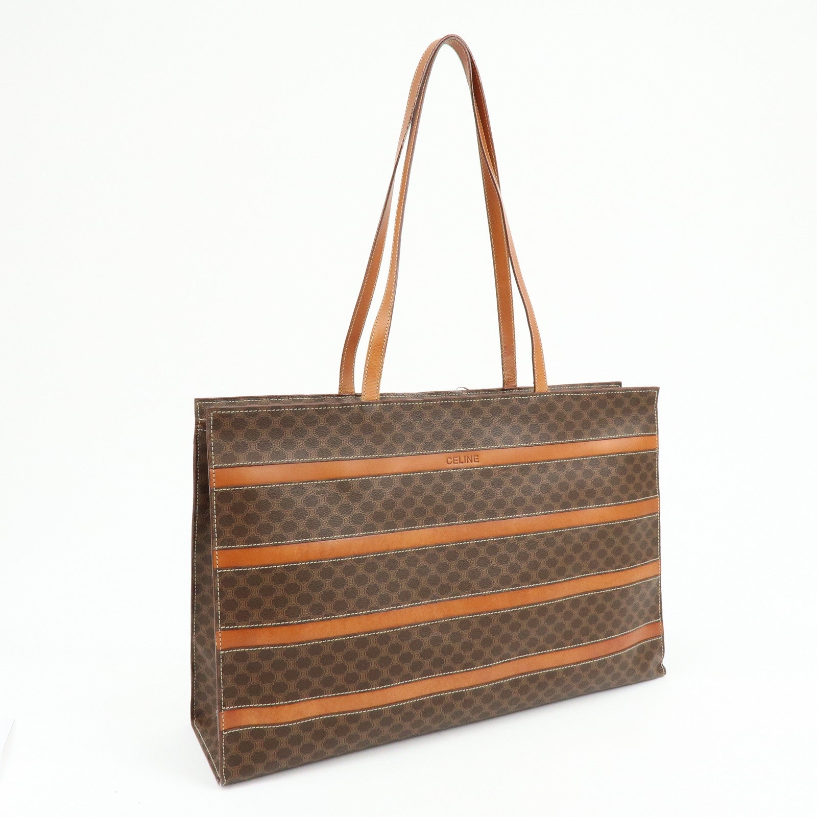 CELINE Macadam PVC Leather Tote Bag Shoulder Bag Brown