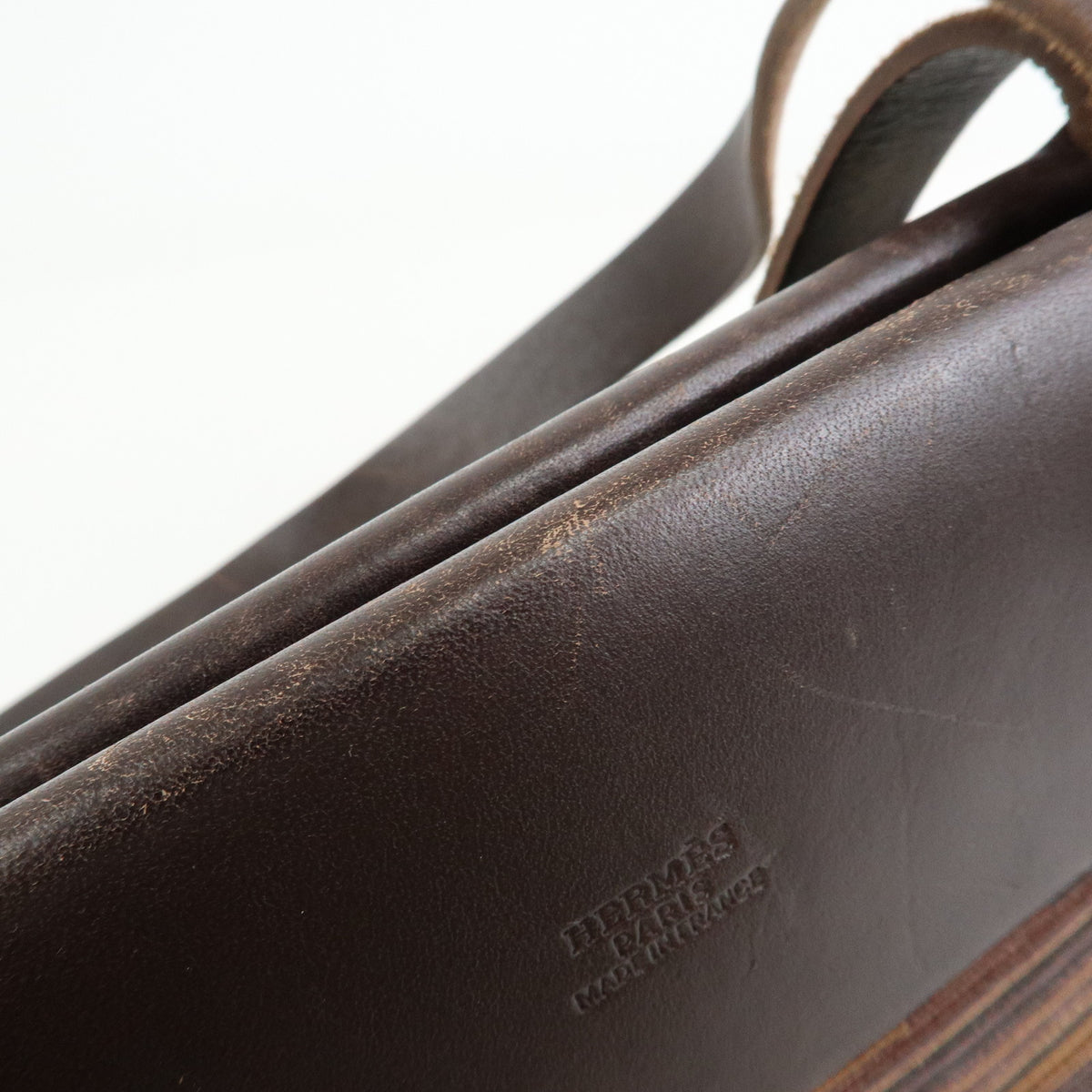 HERMES Herline Cabas PM Vivrato Leather Hand Bag □G Stamped Brown Black