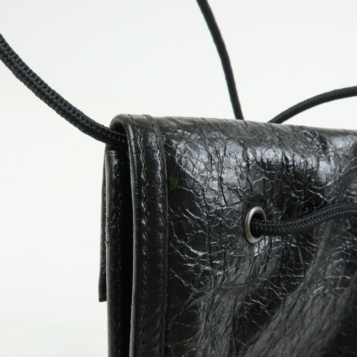 BALENCIAGA Explore Strap Leather Strap Pouch Shoulder Bag Black 532298
