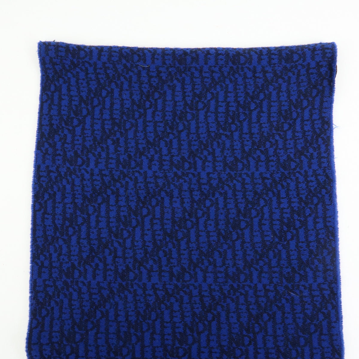 FENDI Zucca Lot of 2 Wool 100% Fringe Scarf Brown Blue