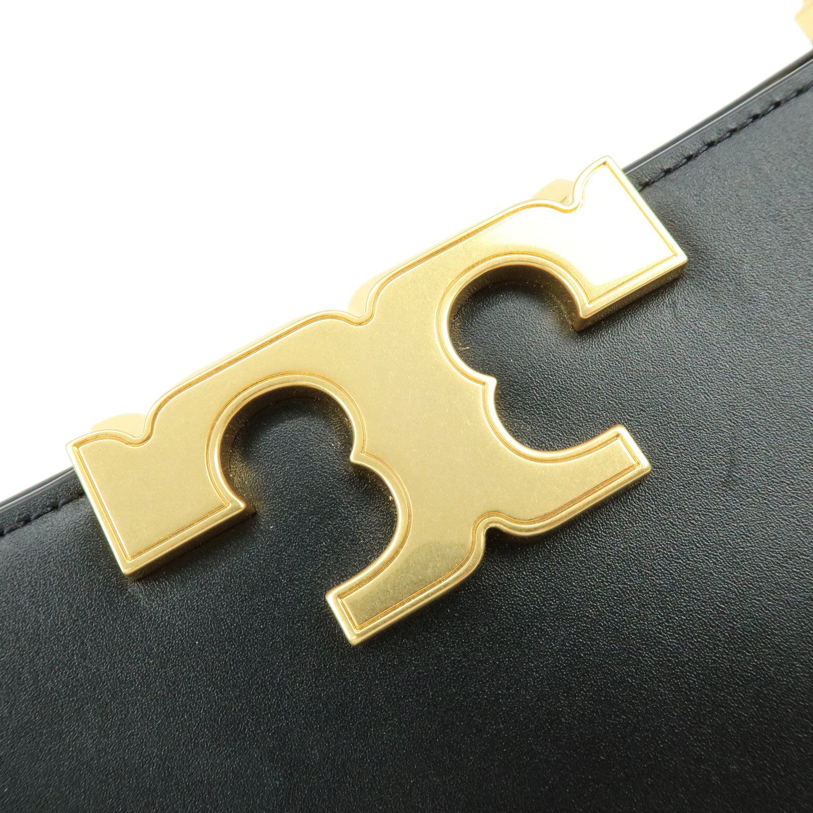 TORY BURCH Eleanor Satchel Leather Suede 2Way Bag Hand Bag Black