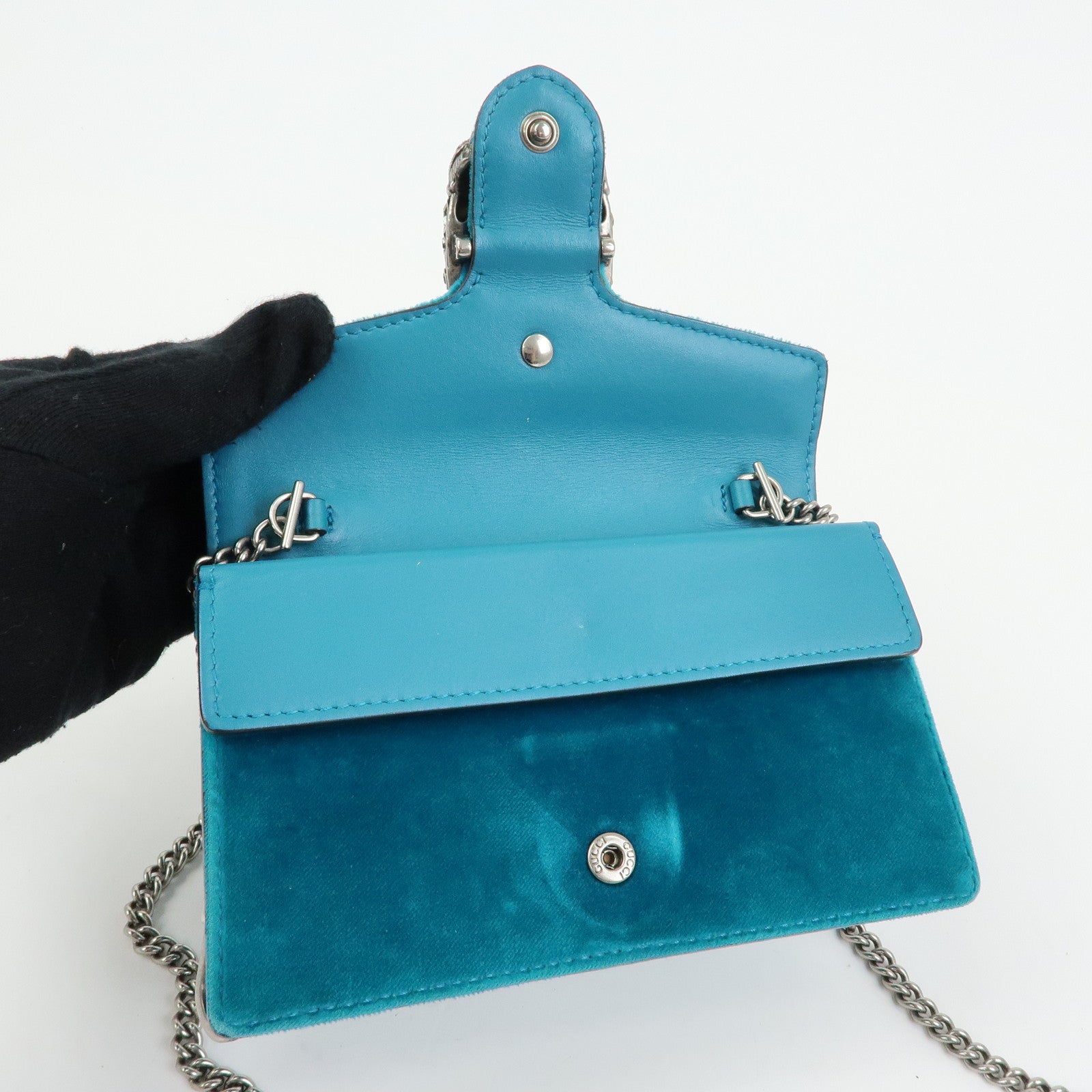 GUCCI Dionysus Super Mini Bag Velour Chain Shoulder Bag Green 476432